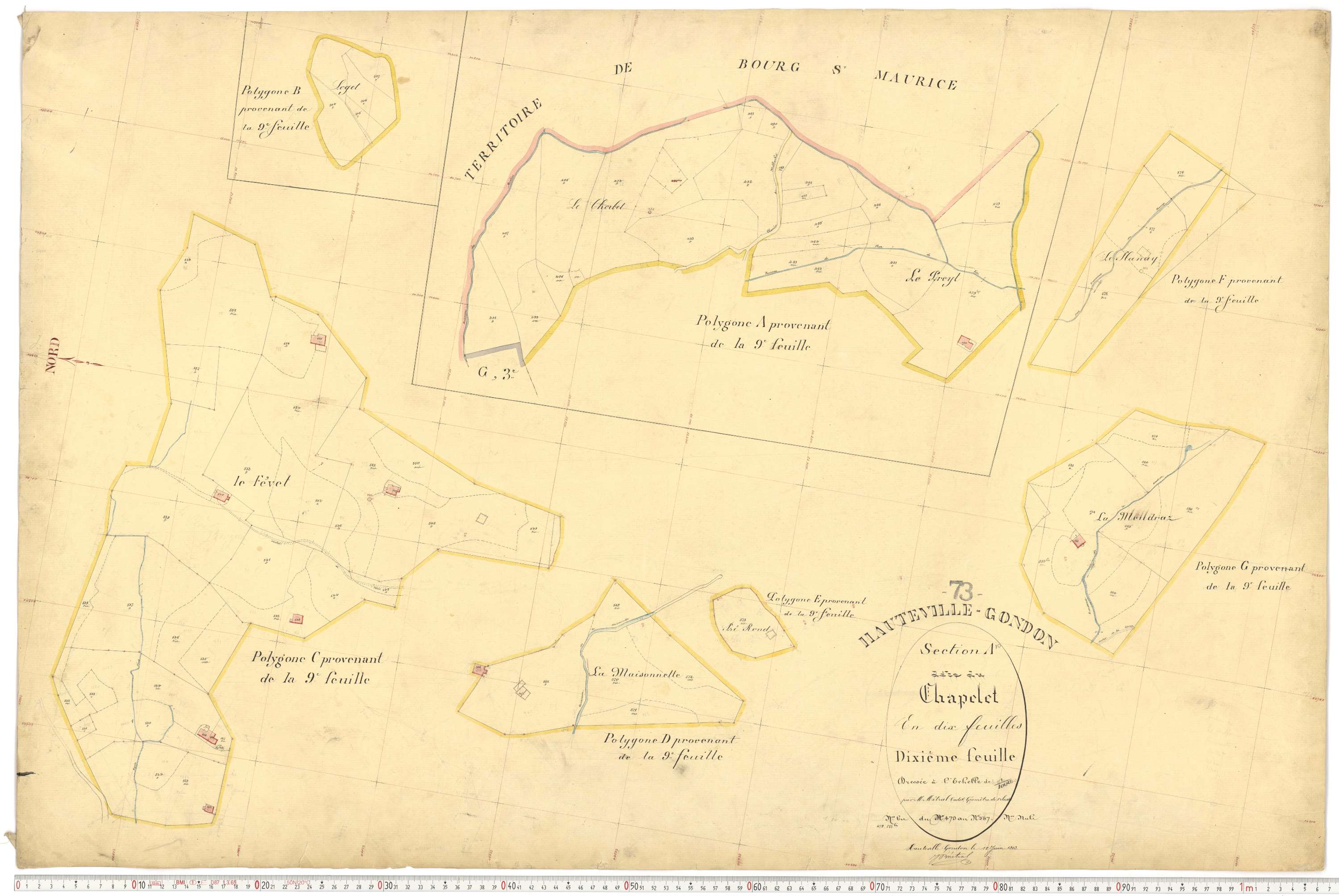 Bourg-Saint-Maurice - Plans cadastraux du premier cadastre français.