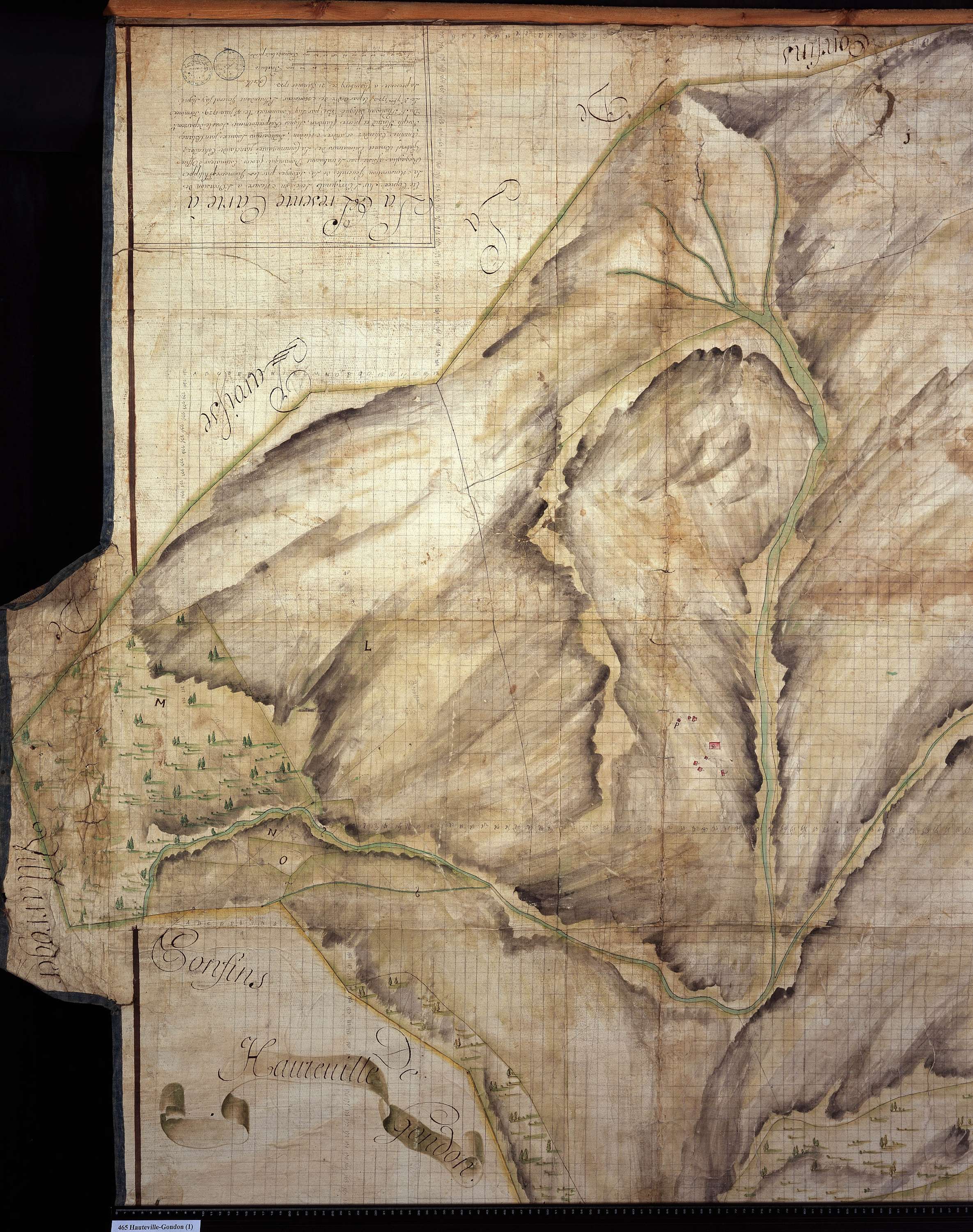 Bourg-Saint-Maurice - Copie de la mappe originale (plan cadastral) de la commune d’Hauteville-Gondon. Signée Cocelli, directeur de la péréquation.