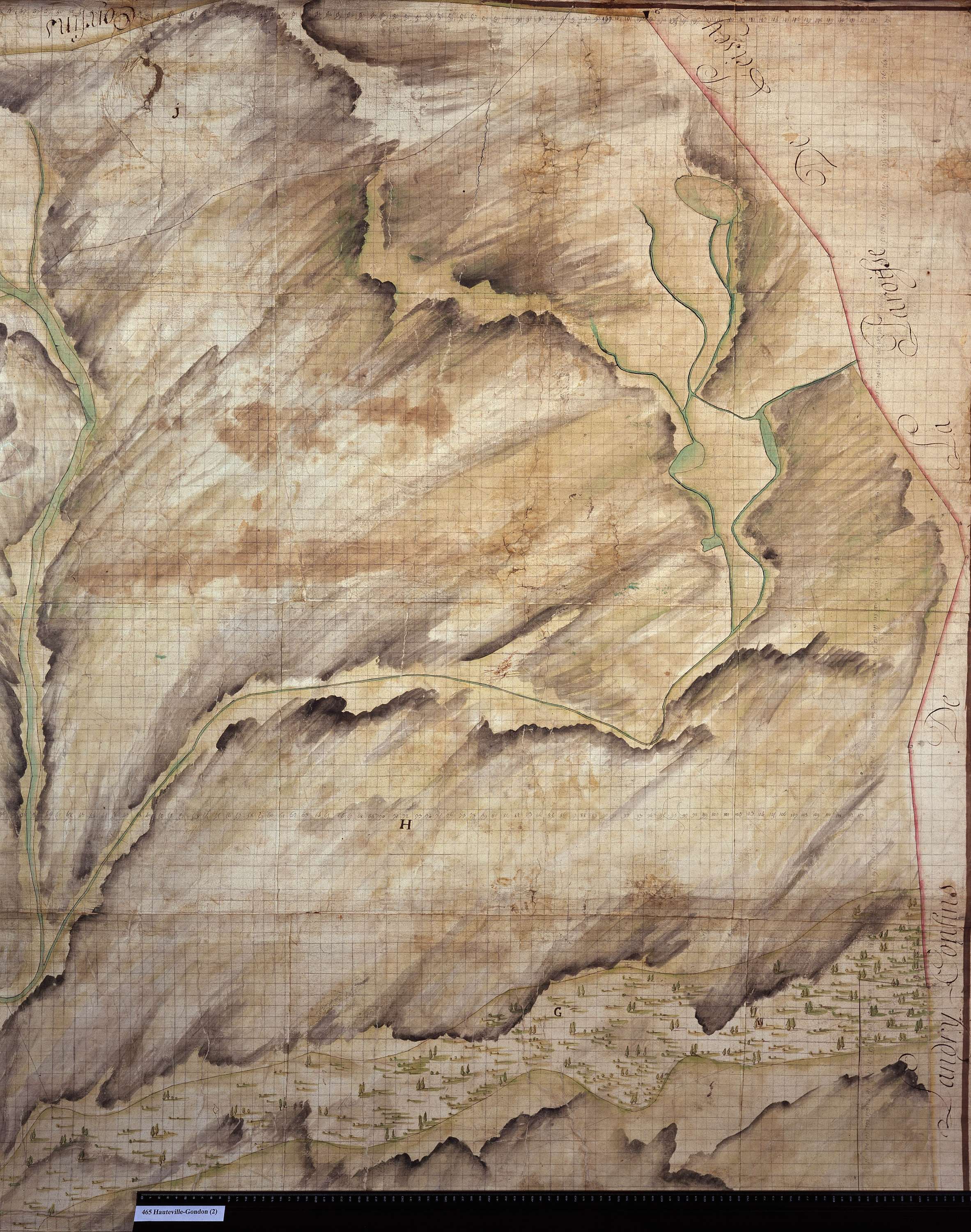 Bourg-Saint-Maurice - Copie de la mappe originale (plan cadastral) de la commune d’Hauteville-Gondon. Signée Cocelli, directeur de la péréquation.