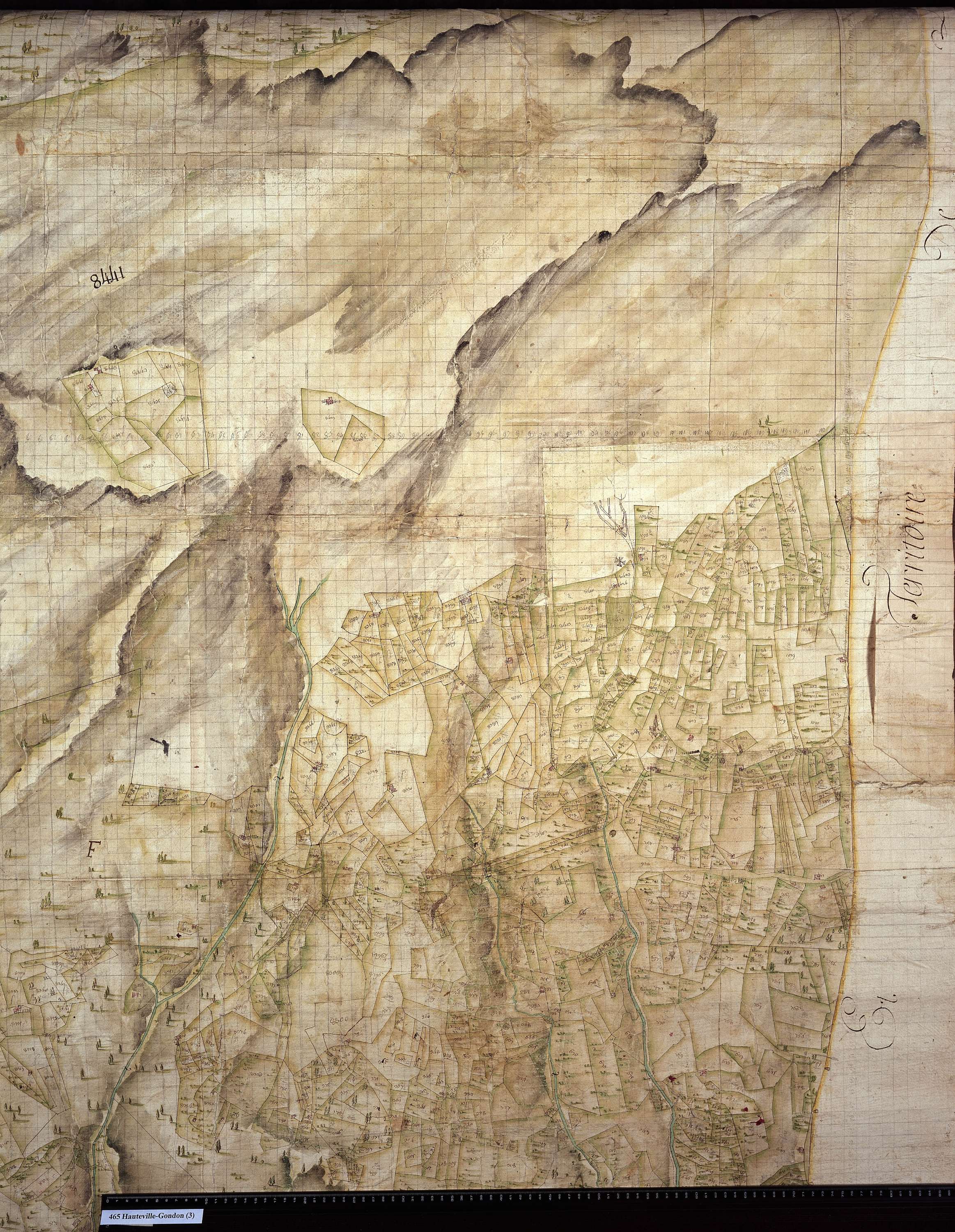 Bourg-Saint-Maurice - Copie de la mappe originale (plan cadastral) de la commune d’Hauteville-Gondon. Signée Cocelli, directeur de la péréquation.