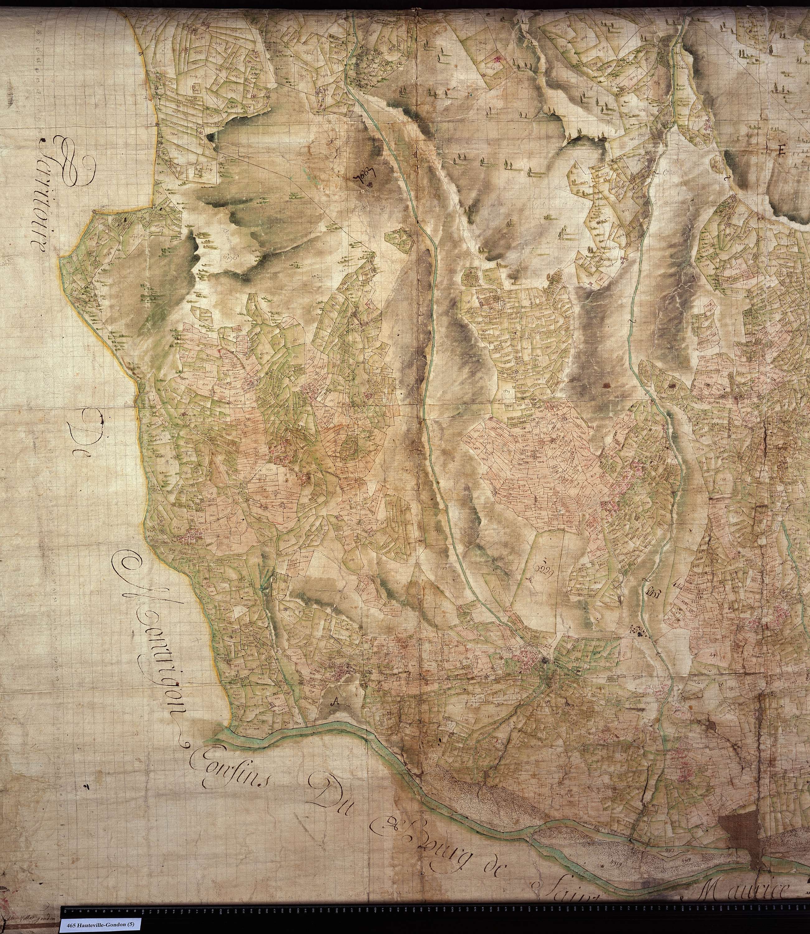 Bourg-Saint-Maurice - Copie de la mappe originale (plan cadastral) de la commune d’Hauteville-Gondon. Signée Cocelli, directeur de la péréquation.