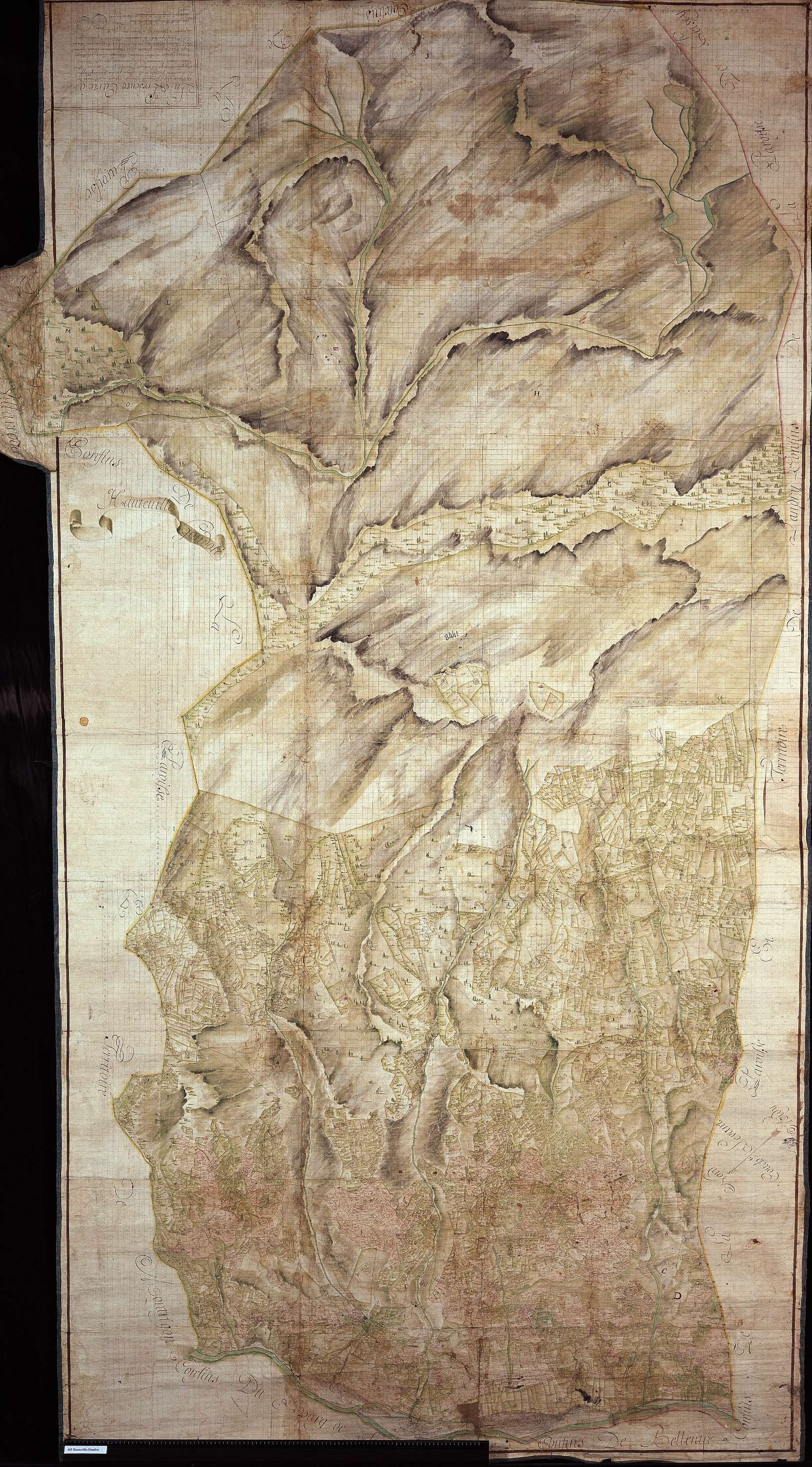Bourg-Saint-Maurice - Copie de la mappe originale (plan cadastral) de la commune d’Hauteville-Gondon. Signée Cocelli, directeur de la péréquation.