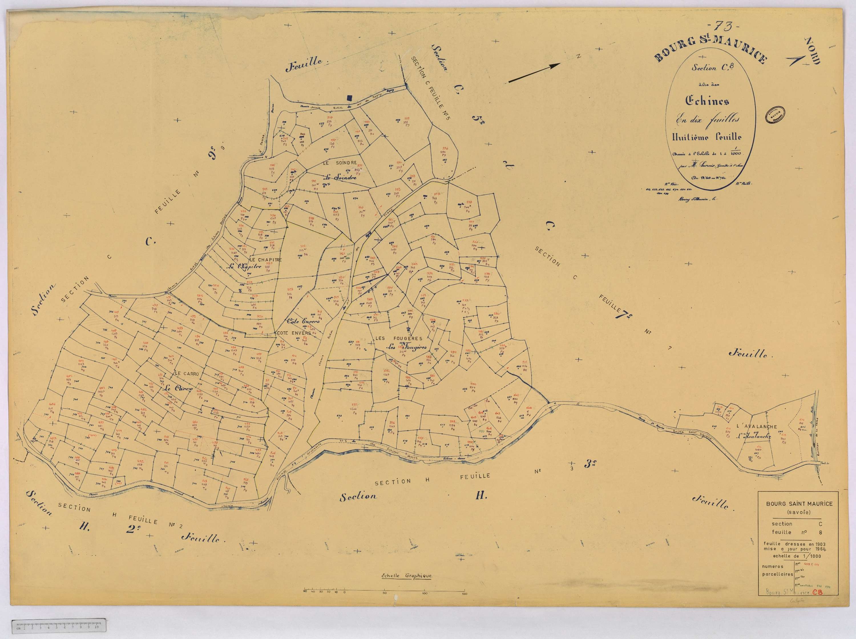 Bourg-Saint-Maurice - Cadastre rénové (1964).