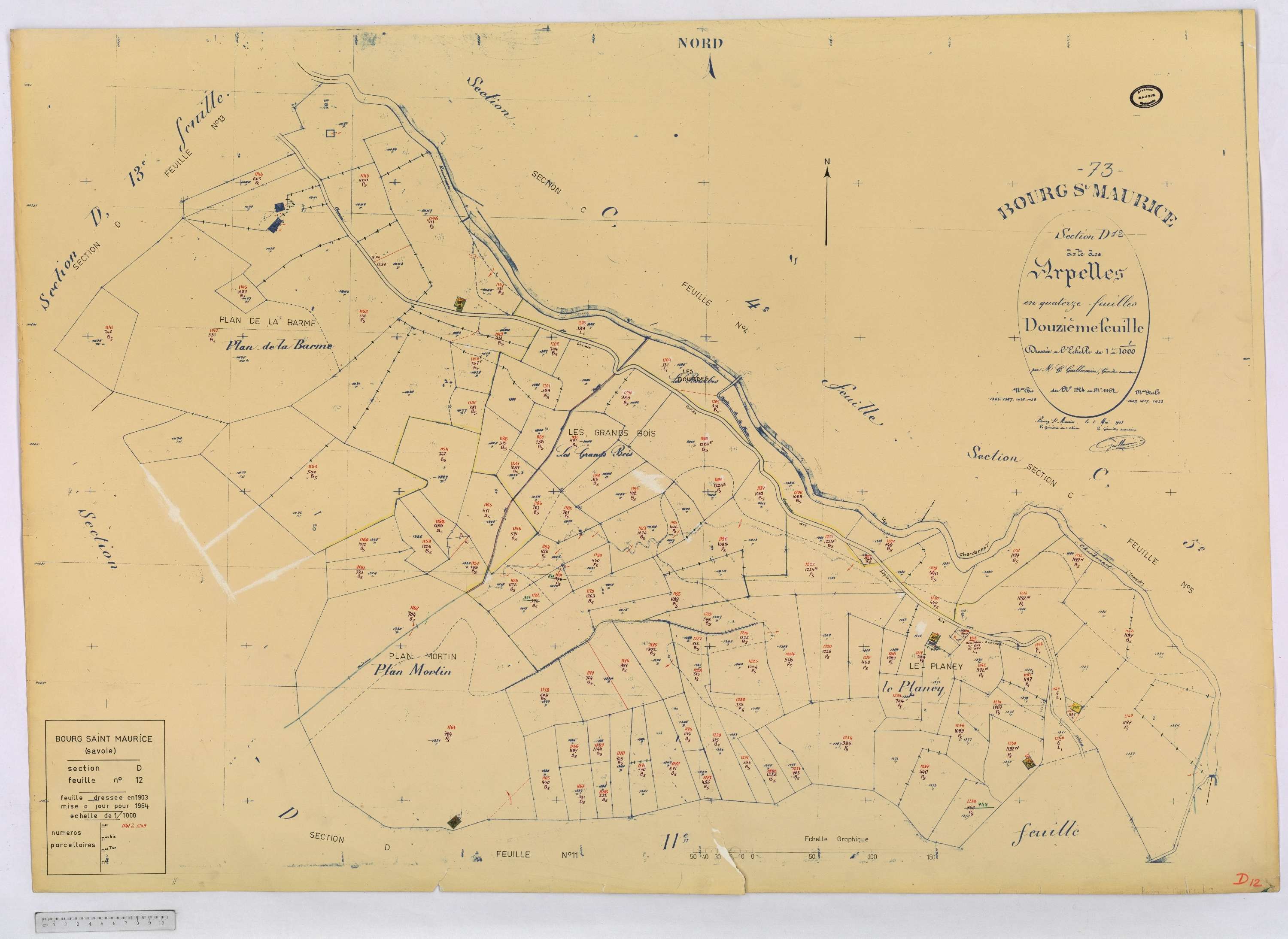 Bourg-Saint-Maurice - Cadastre rénové (1964).