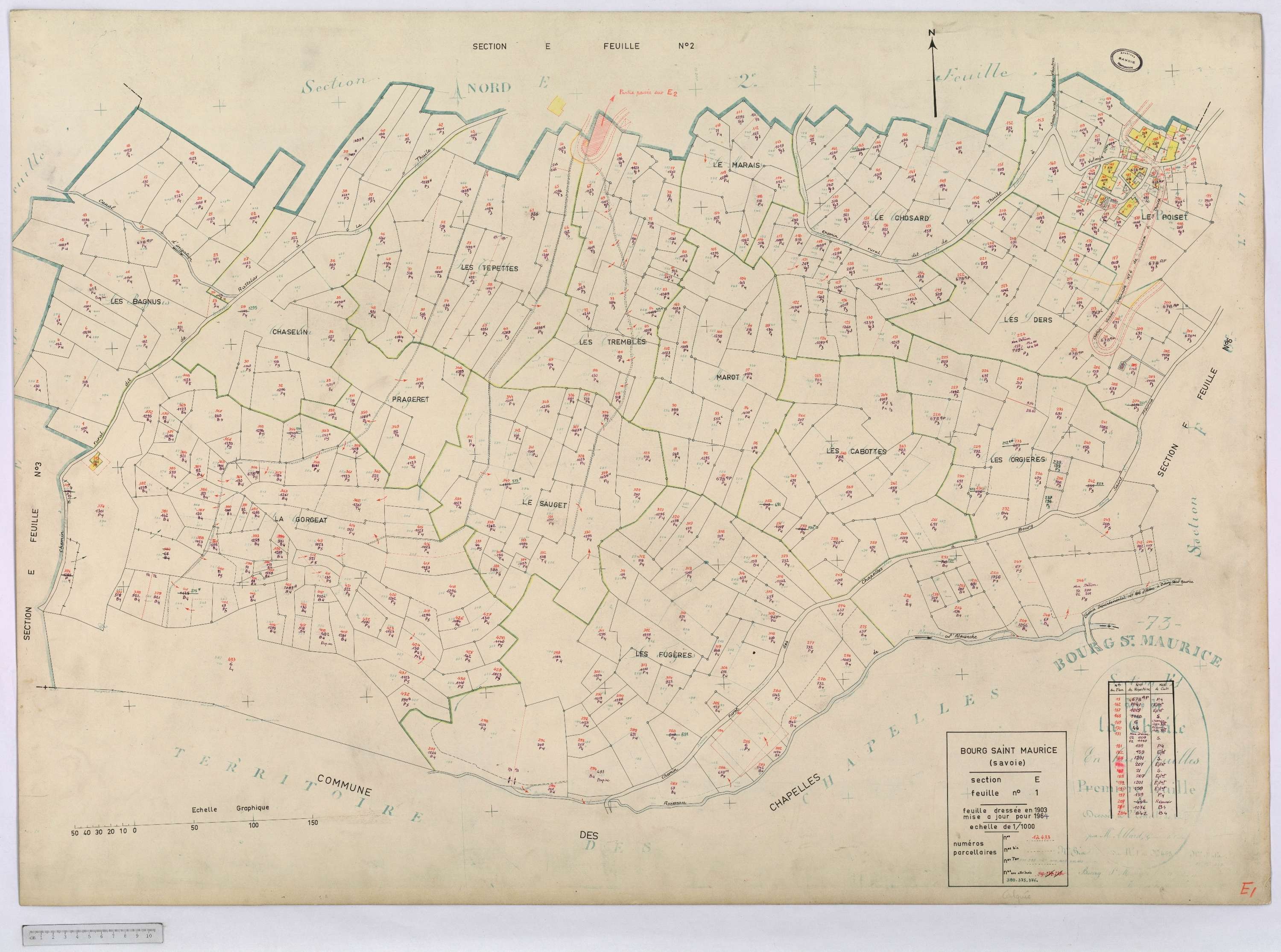 Bourg-Saint-Maurice - Cadastre rénové (1964).