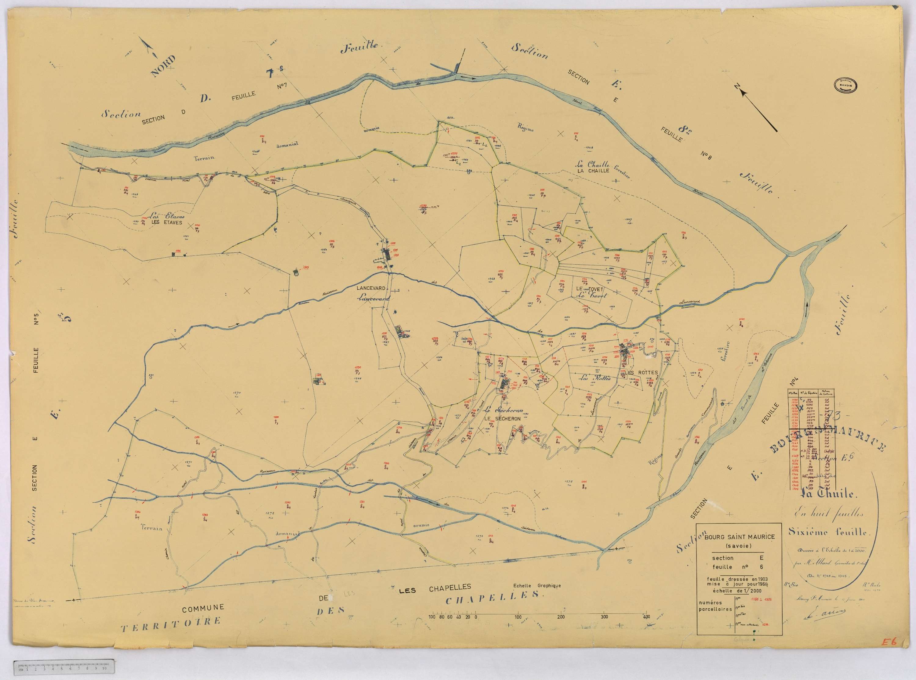 Bourg-Saint-Maurice - Cadastre rénové (1964).