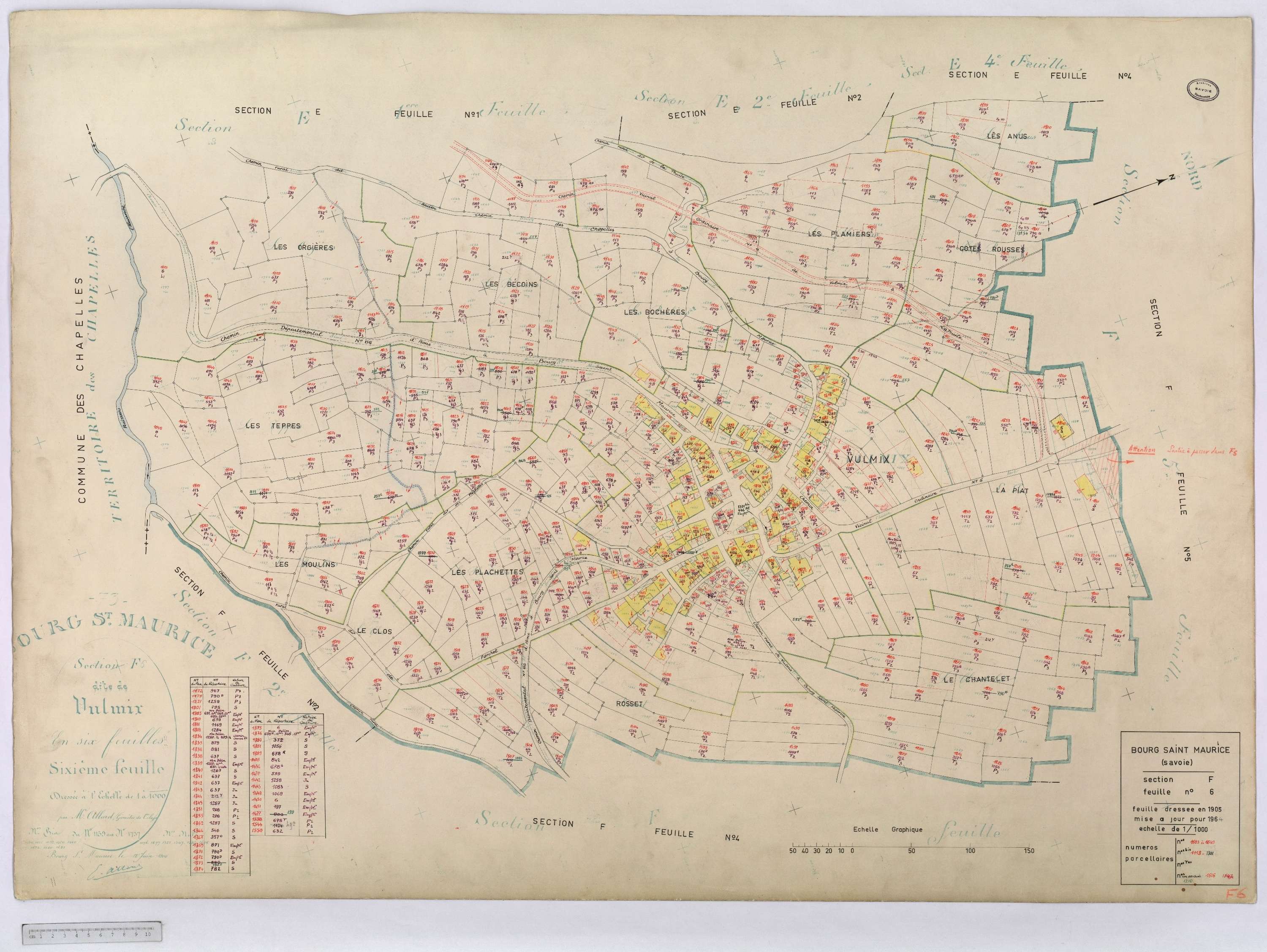 Bourg-Saint-Maurice - Cadastre rénové (1964).