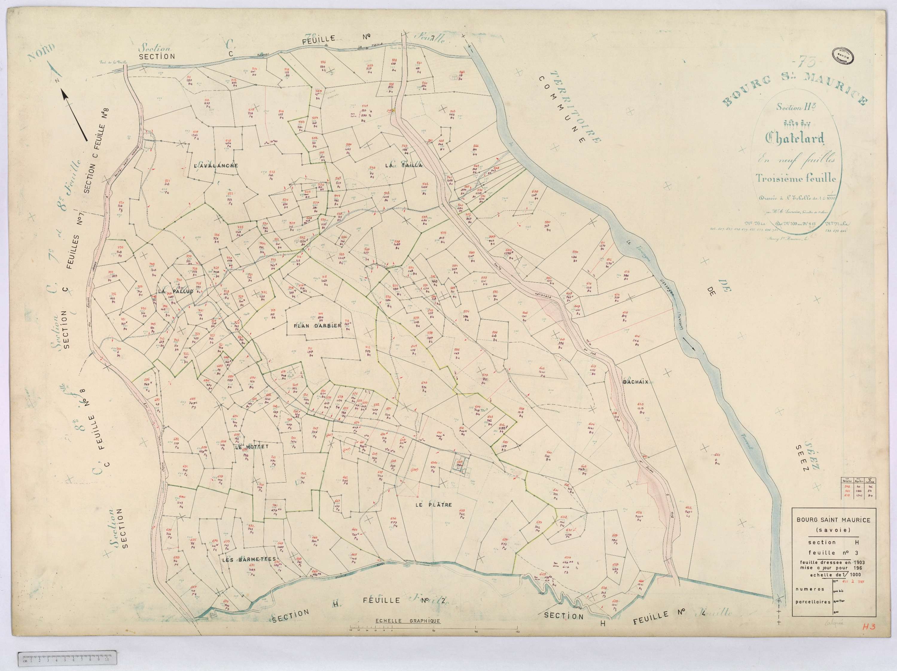 Bourg-Saint-Maurice - Cadastre rénové (1964).