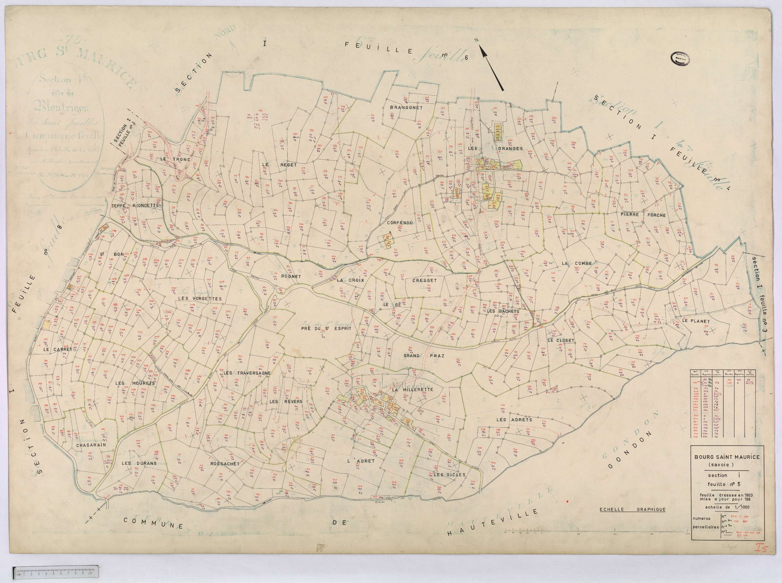 Bourg-Saint-Maurice - Cadastre rénové (1964).
