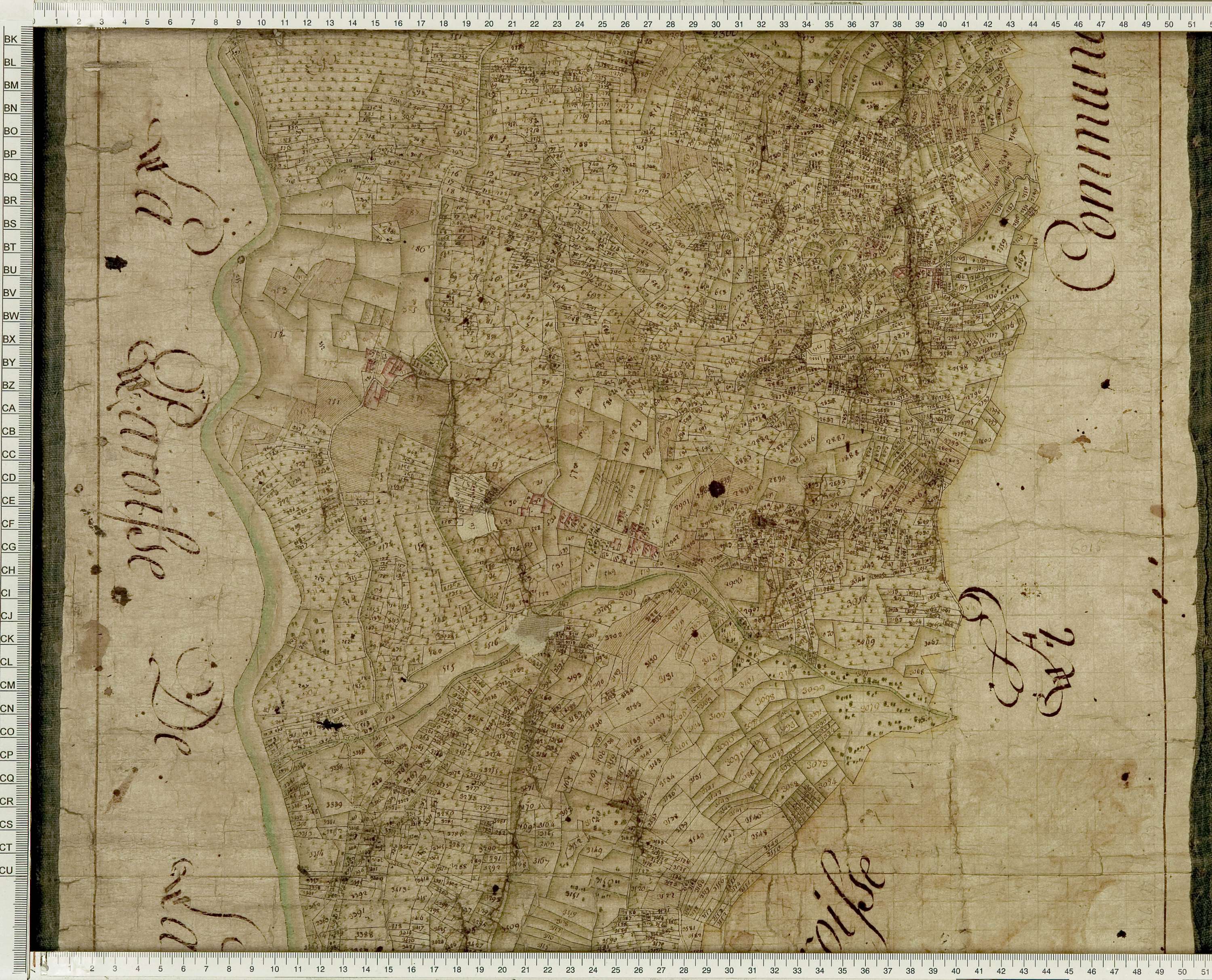 Brides-les-Bains - Copie de la mappe originale (plan cadastral) de la commune de La Saulce. Signée Cocelli, directeur de la péréquation.