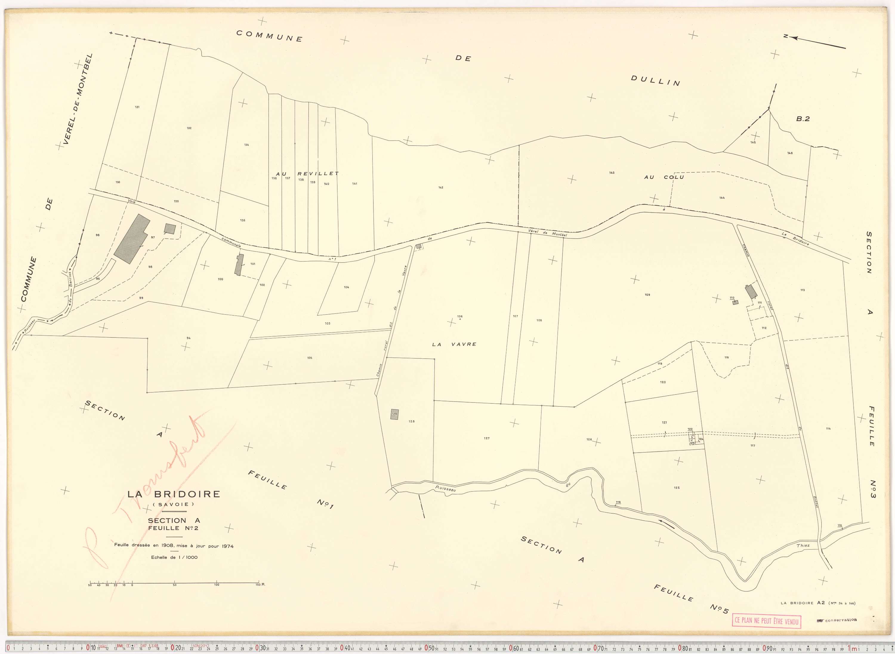 La Bridoire - Plans cadastraux du cadastre rénové en 1974 et mis à jour en 1988.