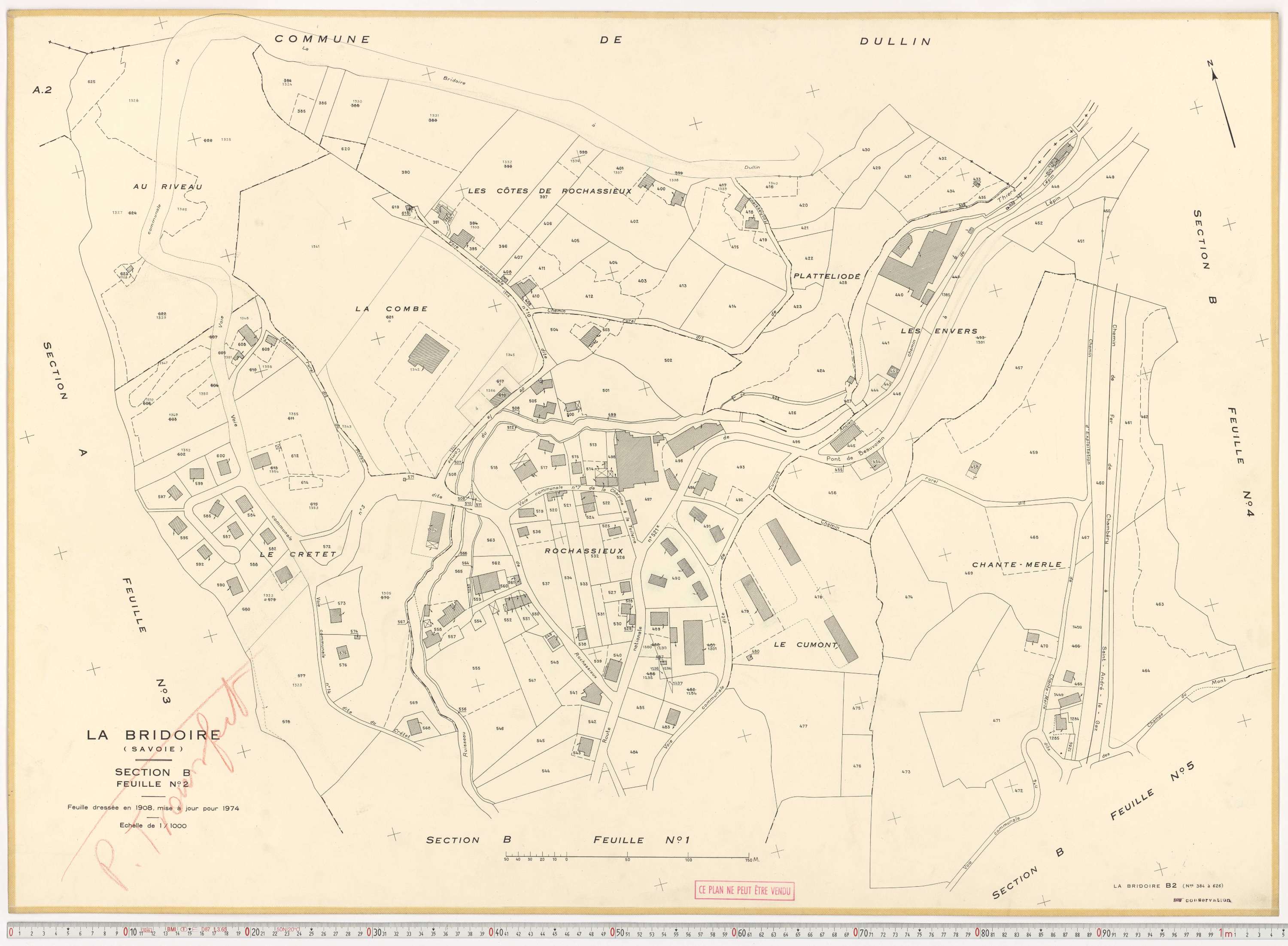 La Bridoire - Plans cadastraux du cadastre rénové en 1974 et mis à jour en 1988.
