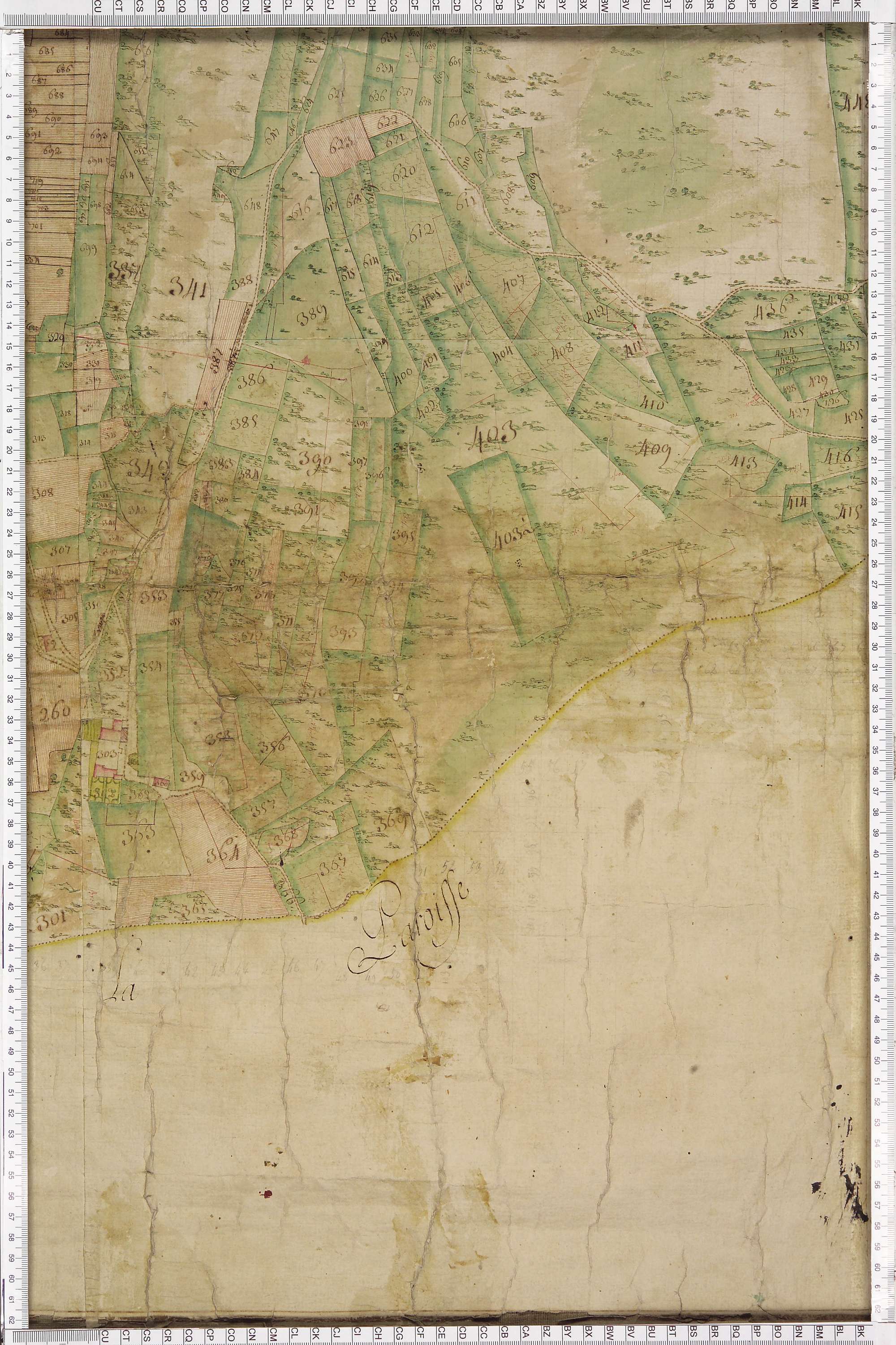 Brison-Saint-Innocent - Copie de la mappe originale (plan cadastral) de la commune de Saint-Innocent. Signée Cocelli, directeur du bureau de la péréquation.