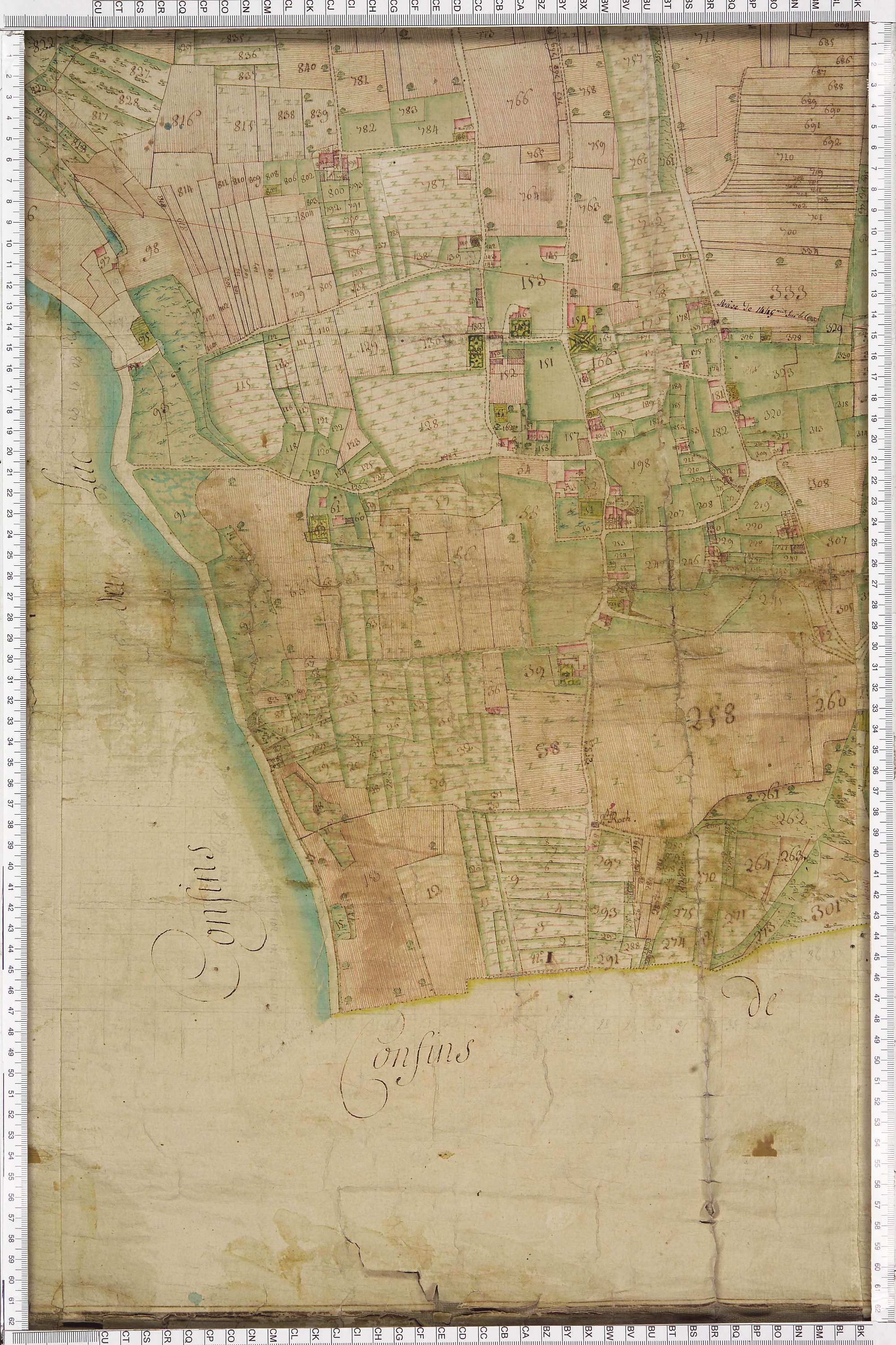 Brison-Saint-Innocent - Copie de la mappe originale (plan cadastral) de la commune de Saint-Innocent. Signée Cocelli, directeur du bureau de la péréquation.