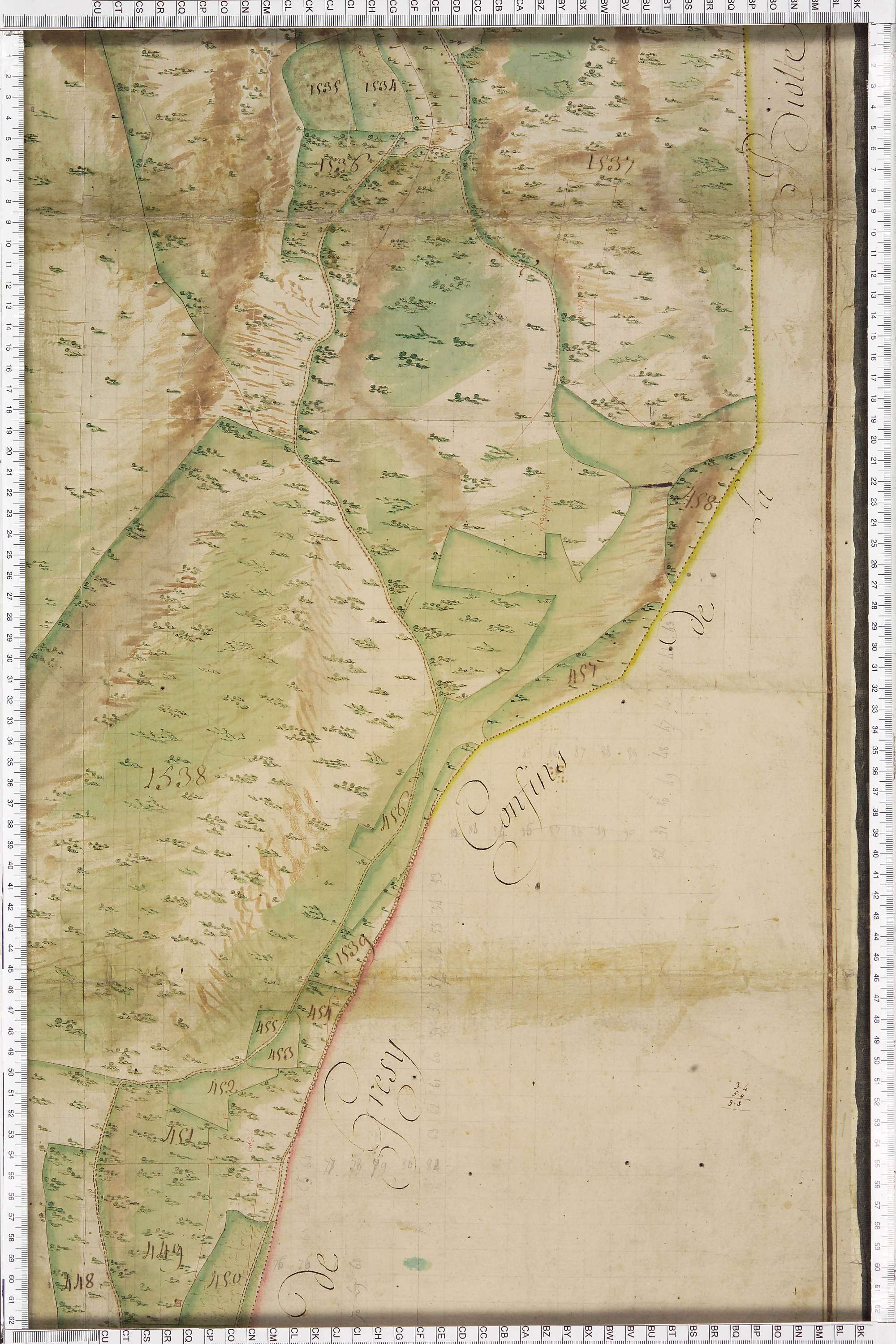 Brison-Saint-Innocent - Copie de la mappe originale (plan cadastral) de la commune de Saint-Innocent. Signée Cocelli, directeur du bureau de la péréquation.