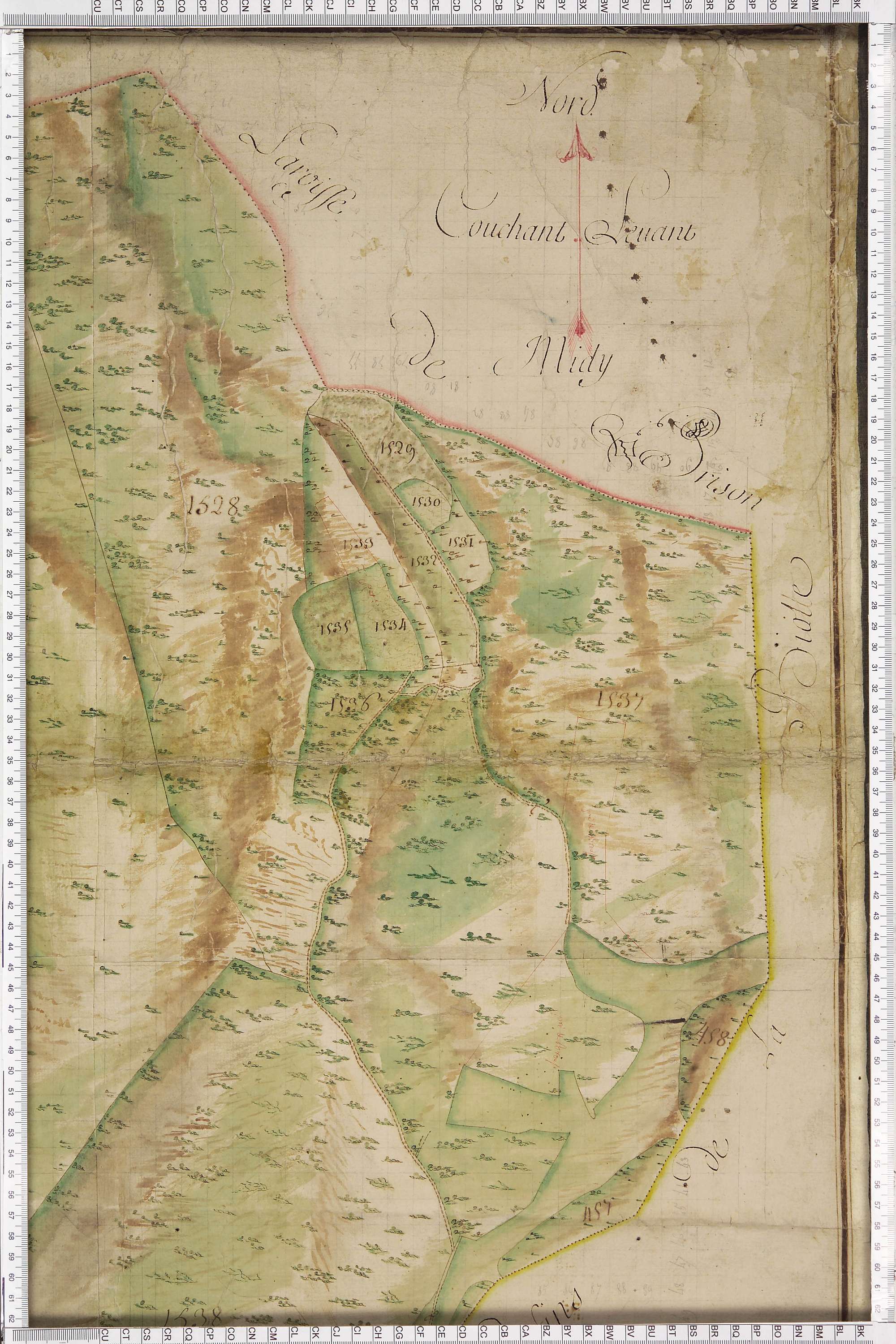 Brison-Saint-Innocent - Copie de la mappe originale (plan cadastral) de la commune de Saint-Innocent. Signée Cocelli, directeur du bureau de la péréquation.