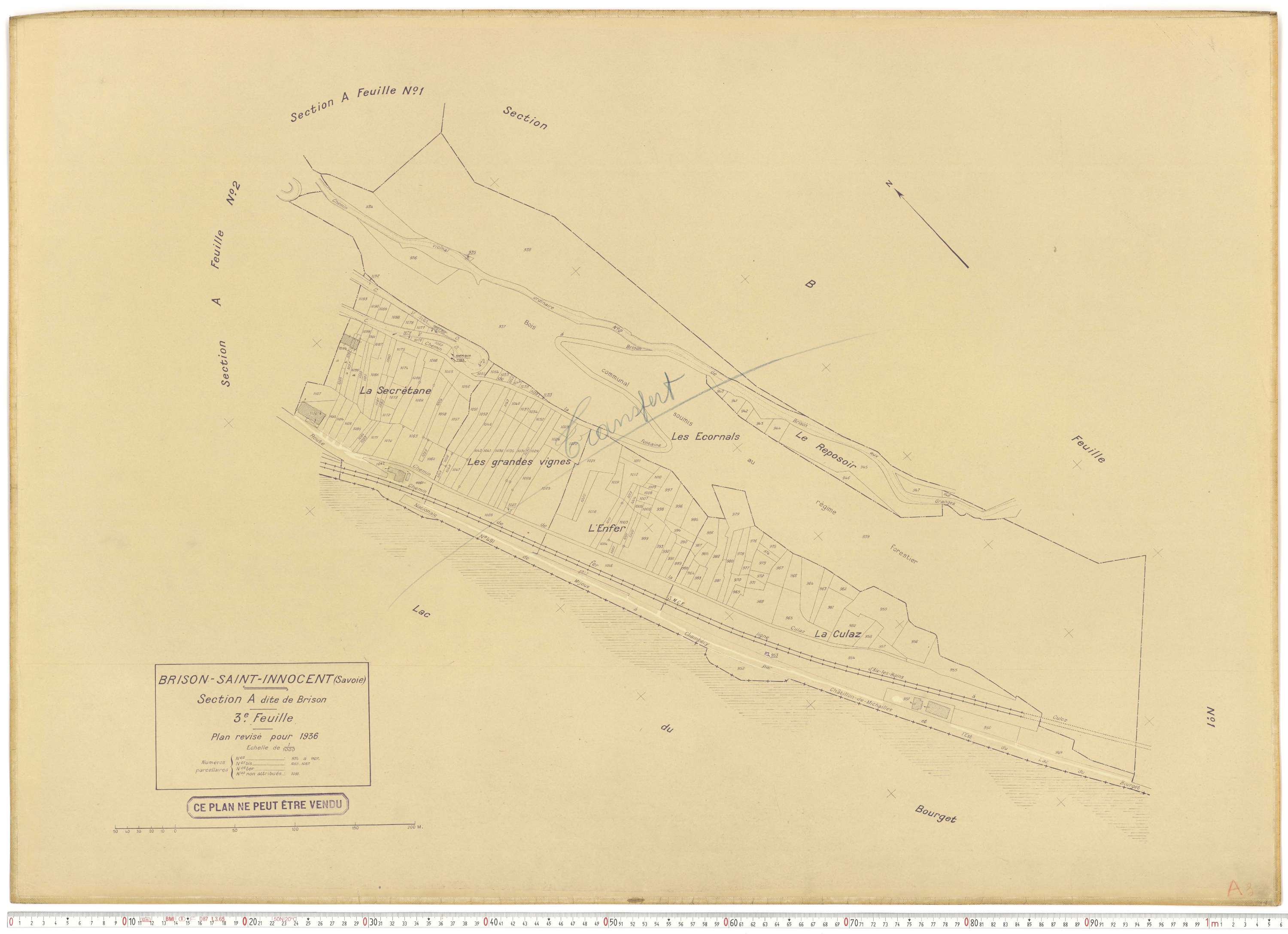 Brison-Saint-Innocent - Plans cadastraux du cadastre rénové en 1936 et mis à jour en 1988.