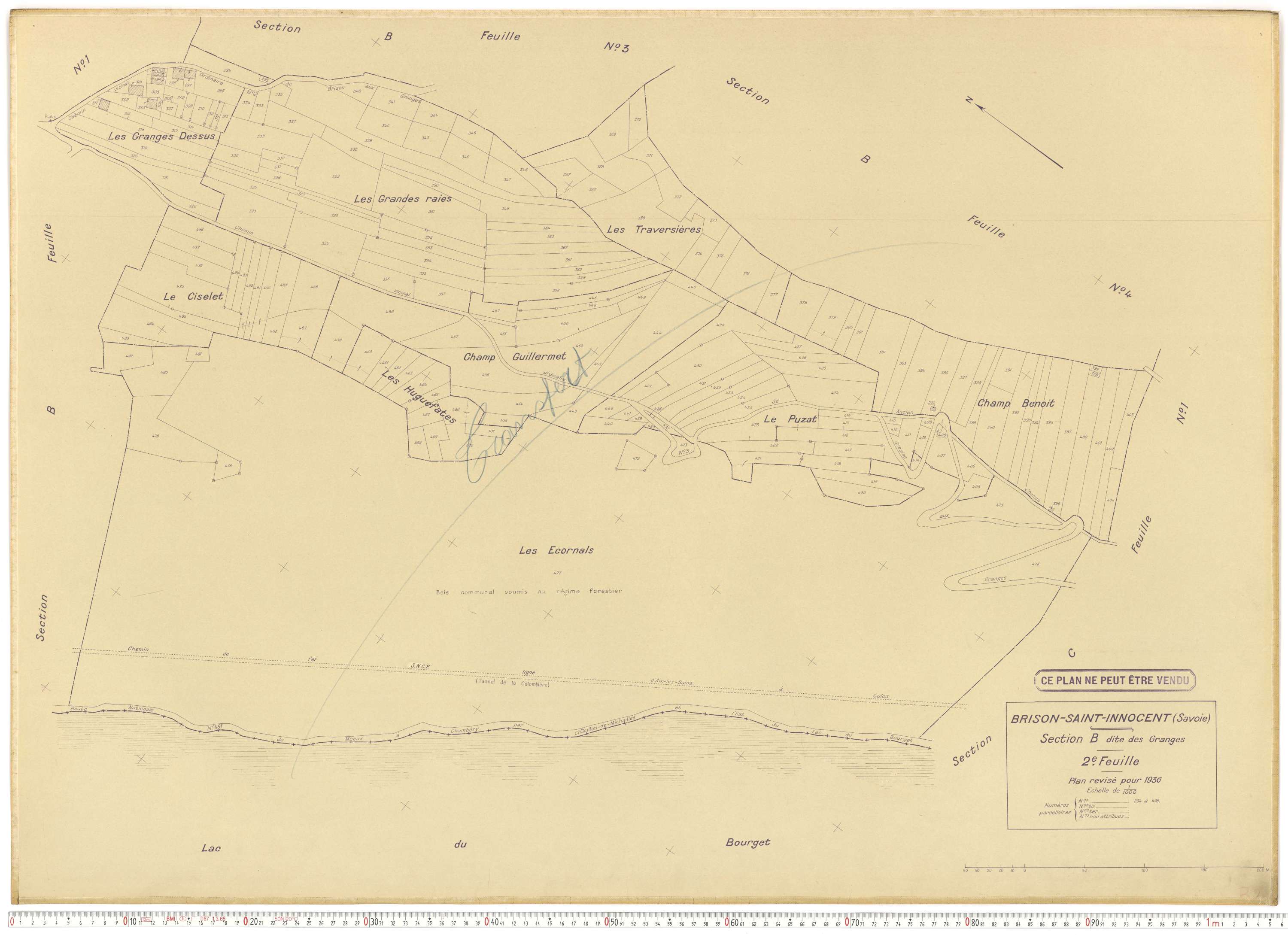 Brison-Saint-Innocent - Plans cadastraux du cadastre rénové en 1936 et mis à jour en 1988.