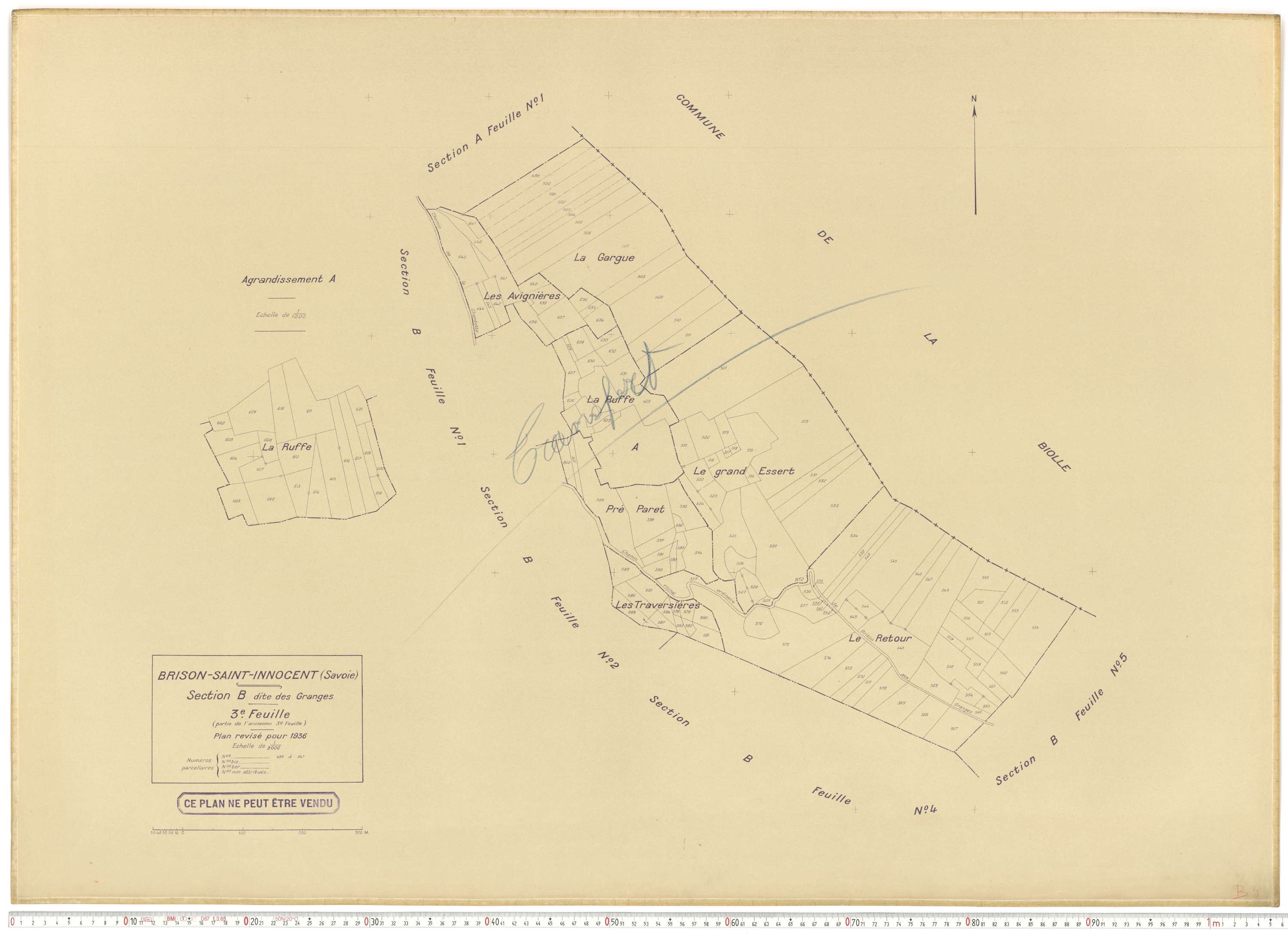 Brison-Saint-Innocent - Plans cadastraux du cadastre rénové en 1936 et mis à jour en 1988.