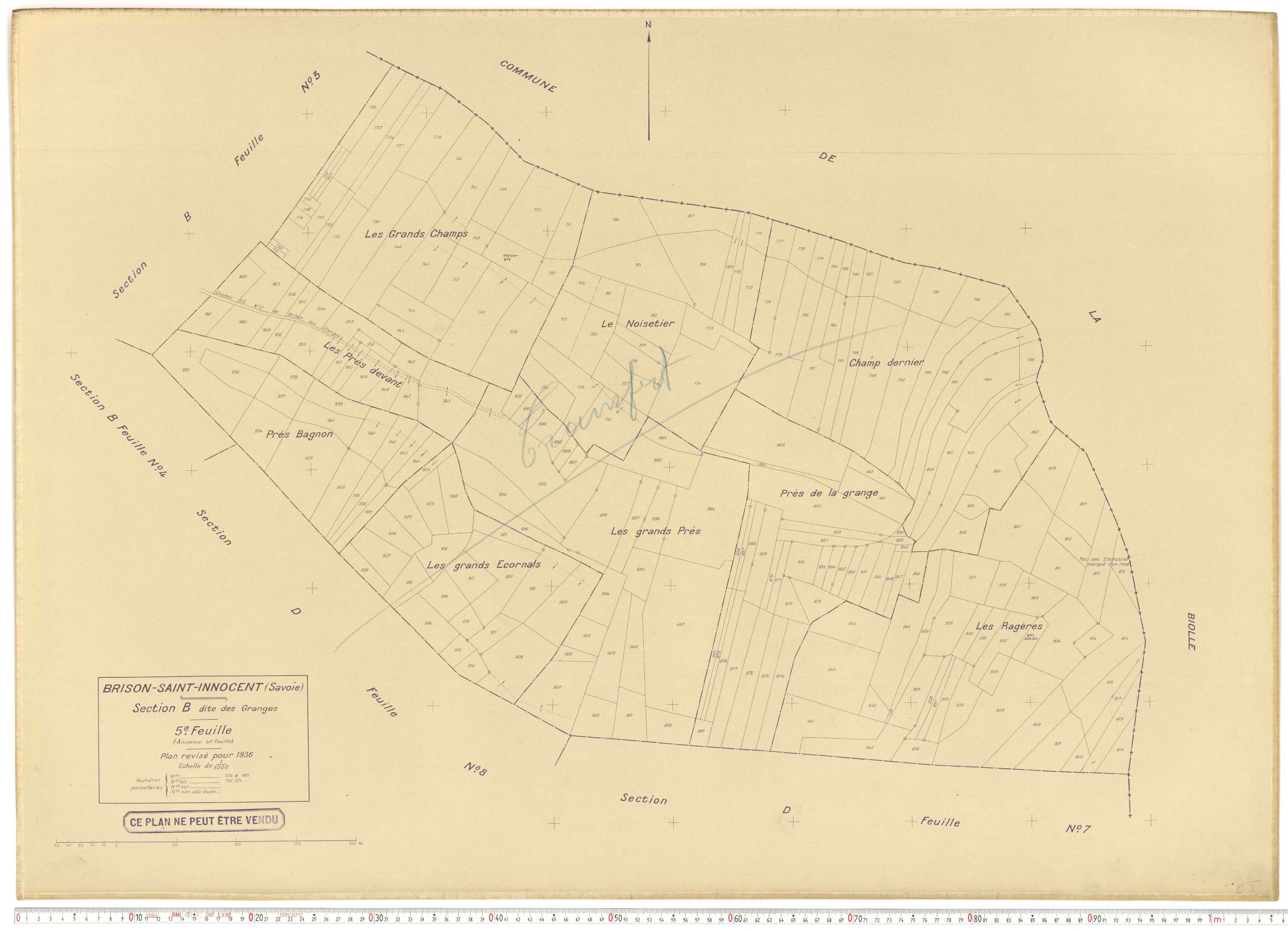 Brison-Saint-Innocent - Plans cadastraux du cadastre rénové en 1936 et mis à jour en 1988.