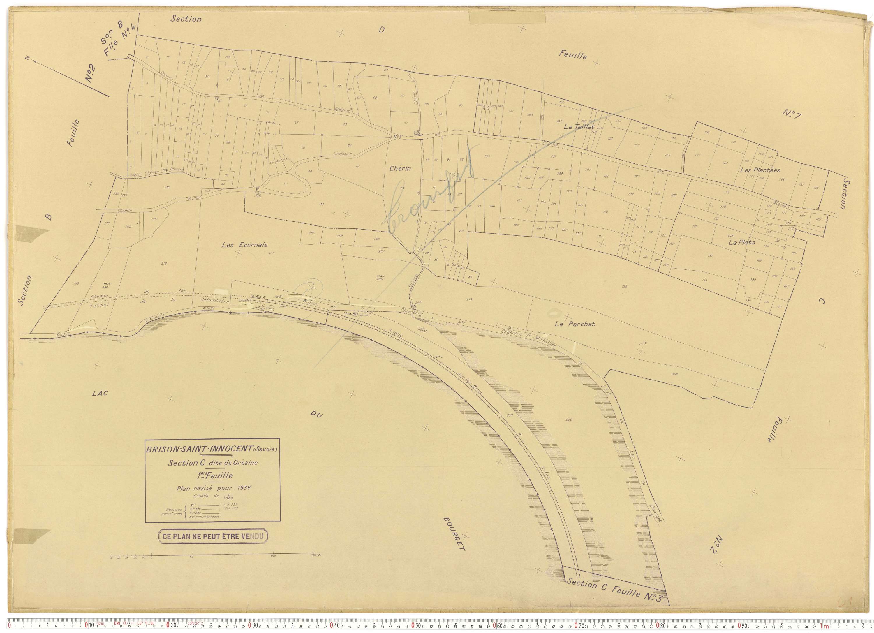 Brison-Saint-Innocent - Plans cadastraux du cadastre rénové en 1936 et mis à jour en 1988.