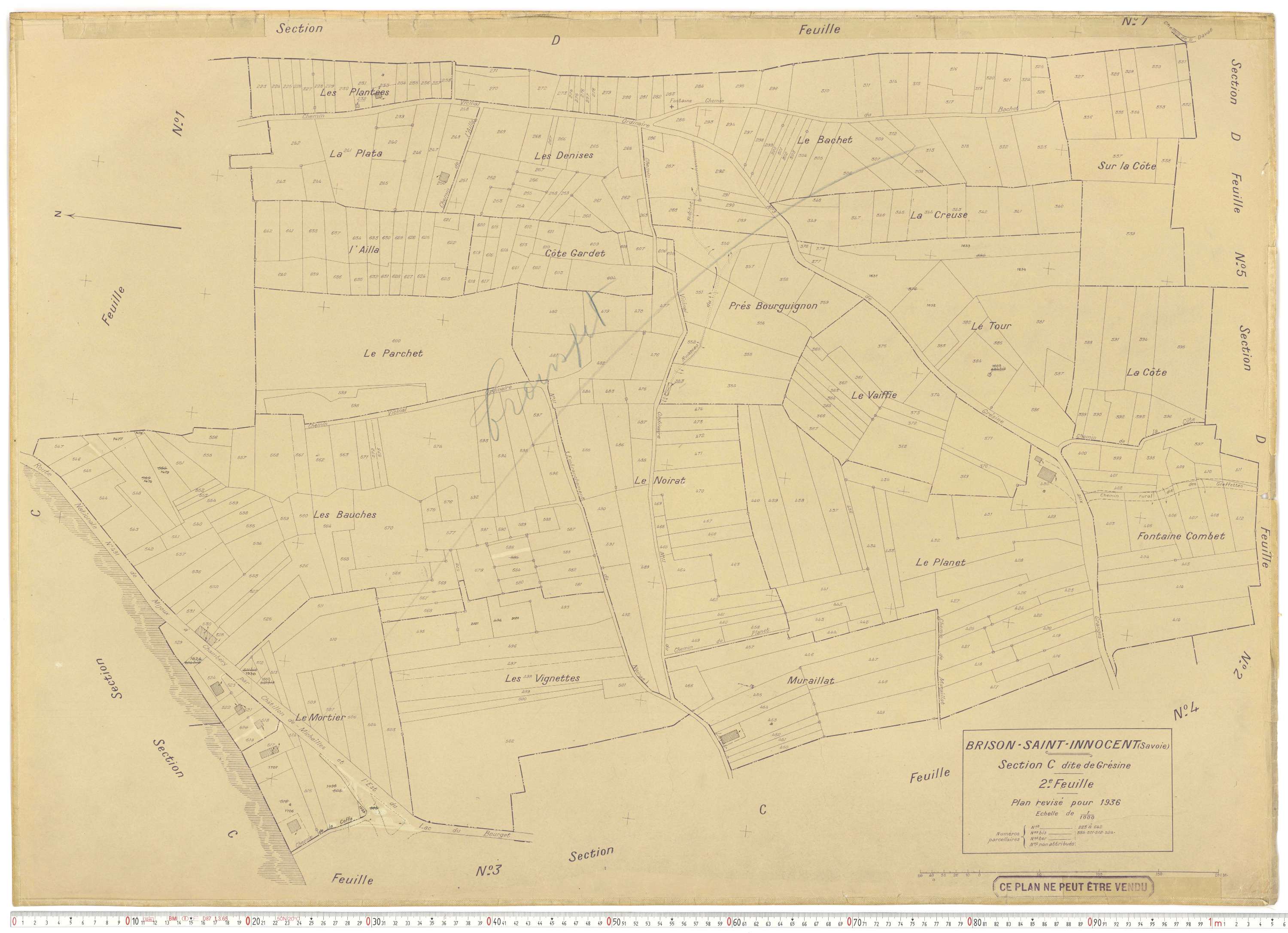 Brison-Saint-Innocent - Plans cadastraux du cadastre rénové en 1936 et mis à jour en 1988.