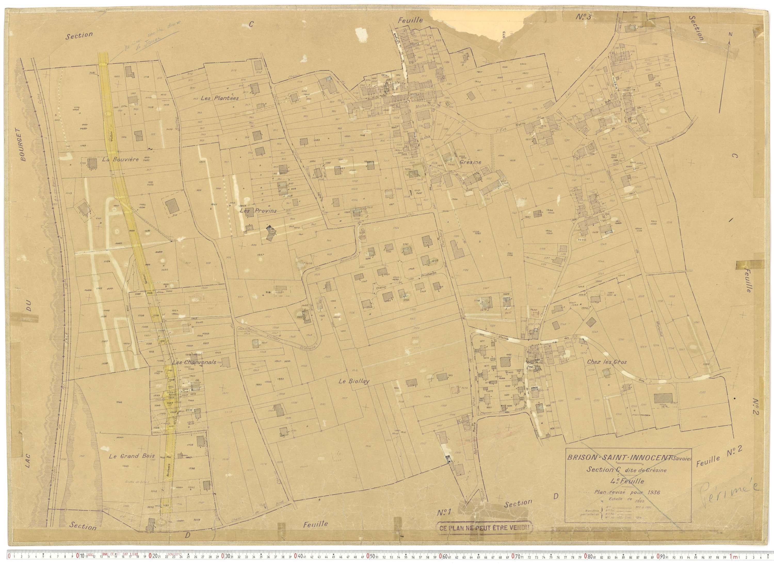 Brison-Saint-Innocent - Plans cadastraux du cadastre rénové en 1936 et mis à jour en 1988.