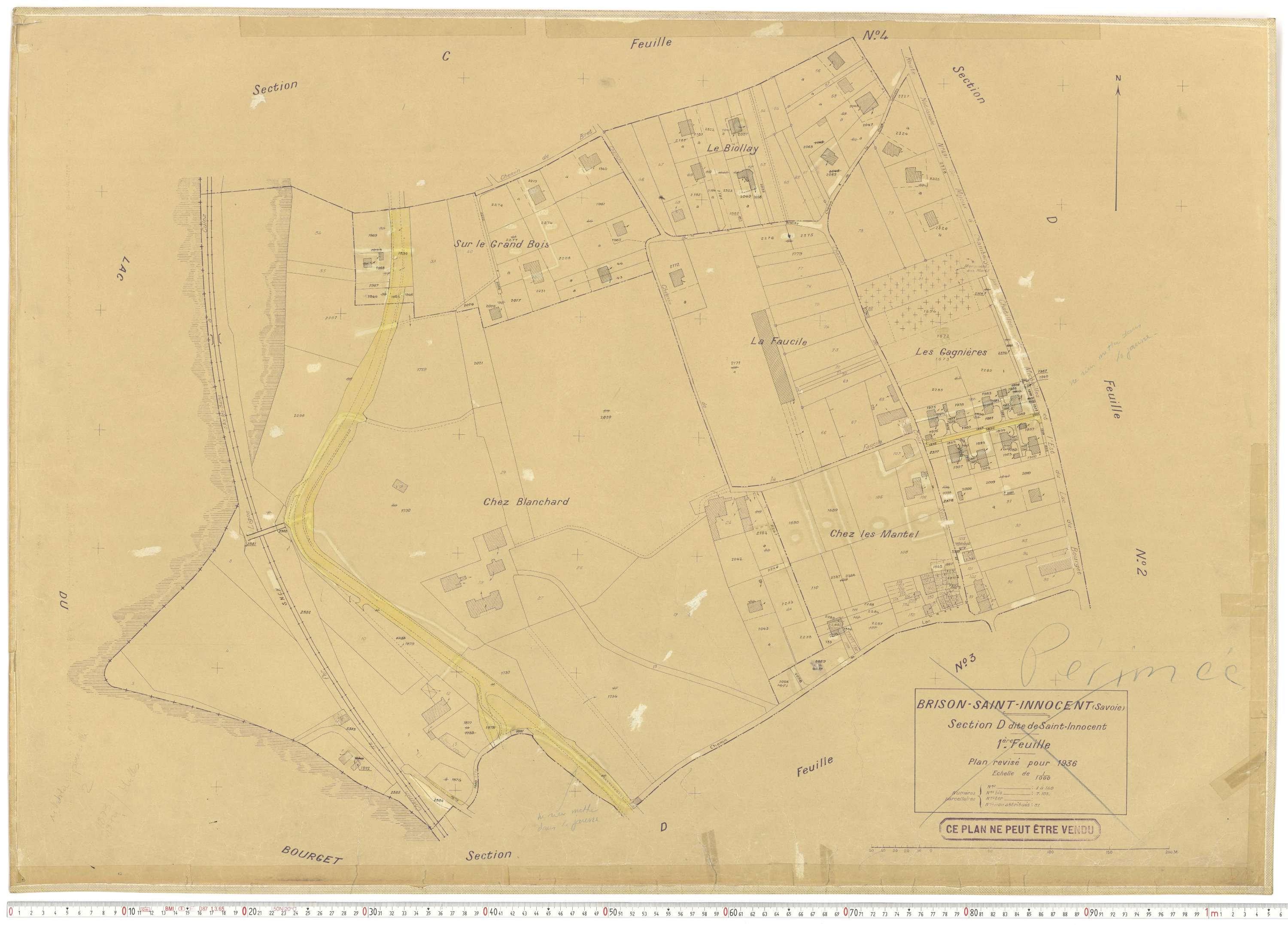Brison-Saint-Innocent - Plans cadastraux du cadastre rénové en 1936 et mis à jour en 1988.