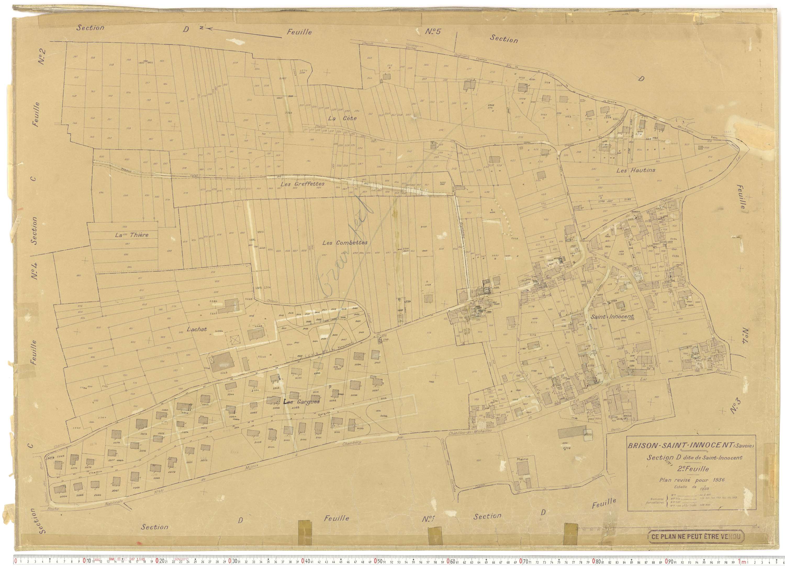 Brison-Saint-Innocent - Plans cadastraux du cadastre rénové en 1936 et mis à jour en 1988.