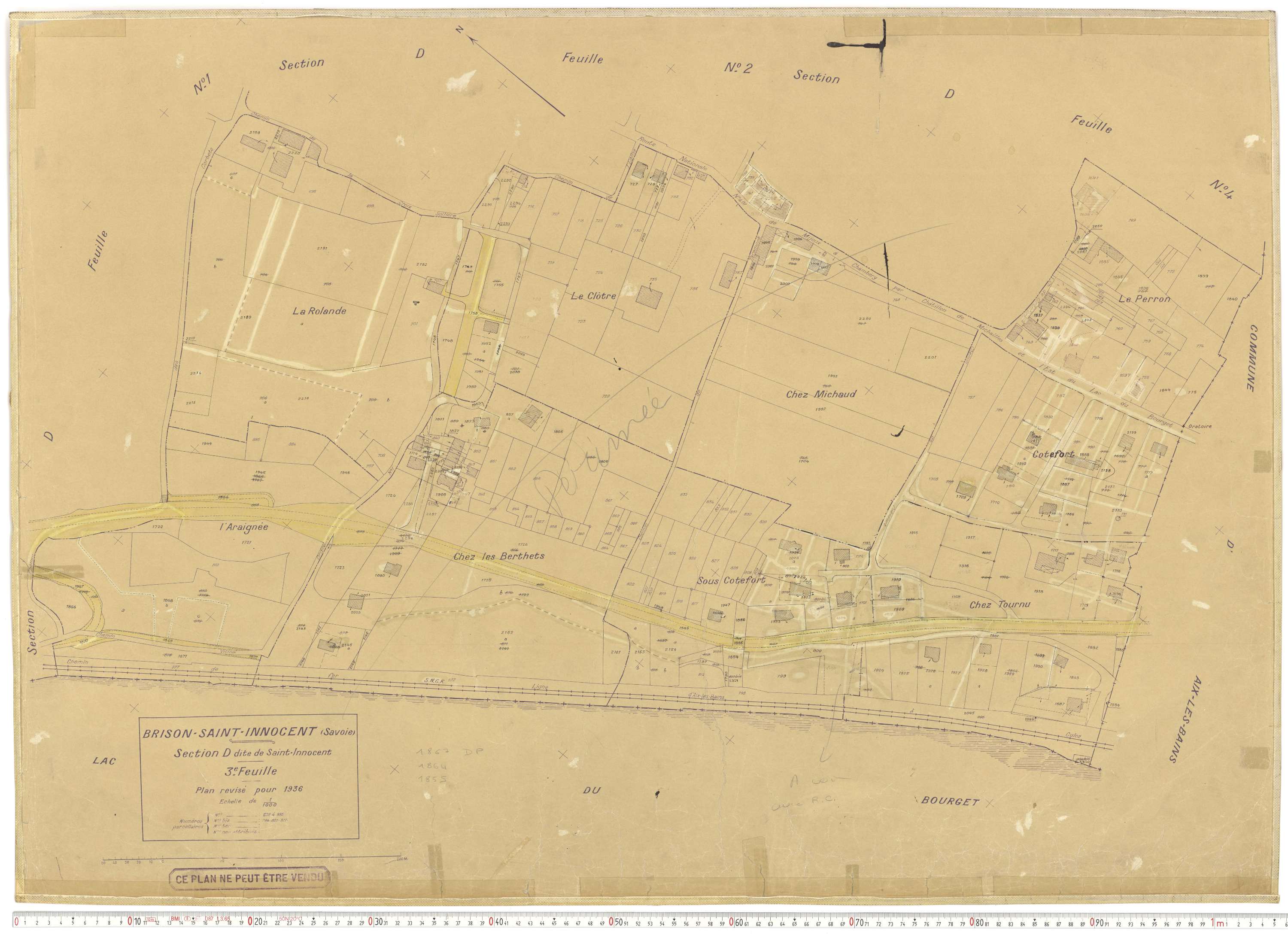 Brison-Saint-Innocent - Plans cadastraux du cadastre rénové en 1936 et mis à jour en 1988.