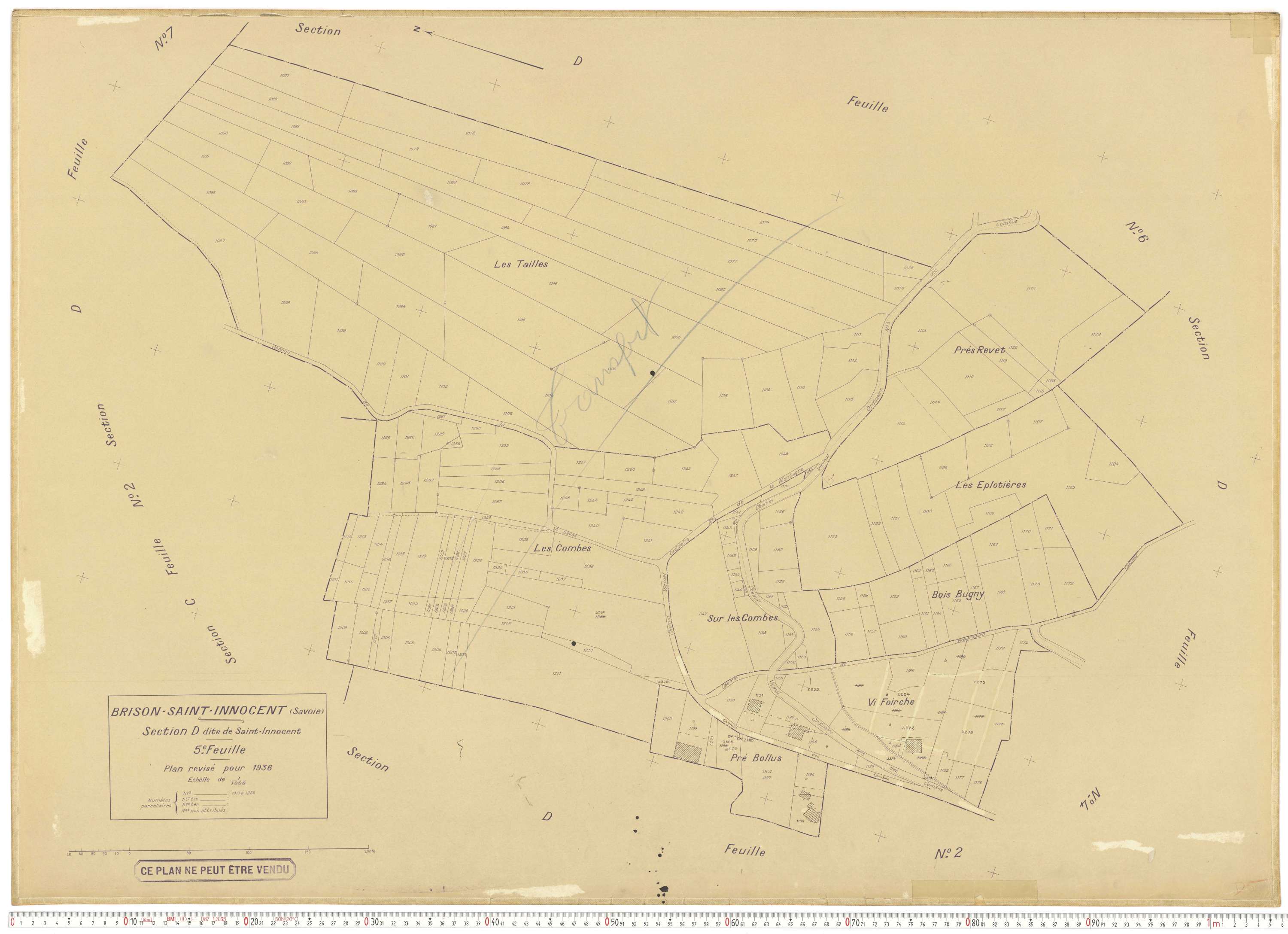 Brison-Saint-Innocent - Plans cadastraux du cadastre rénové en 1936 et mis à jour en 1988.