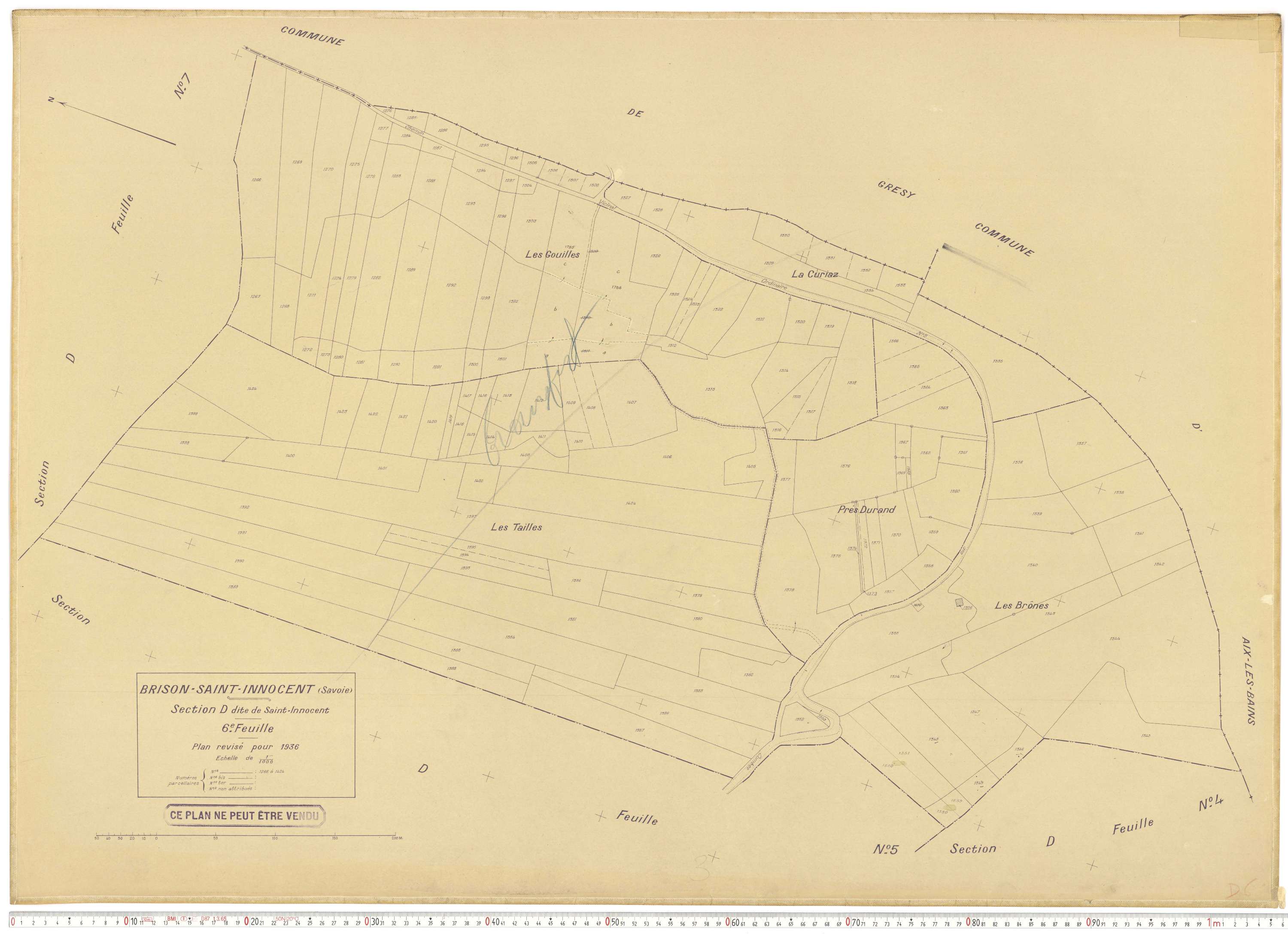 Brison-Saint-Innocent - Plans cadastraux du cadastre rénové en 1936 et mis à jour en 1988.