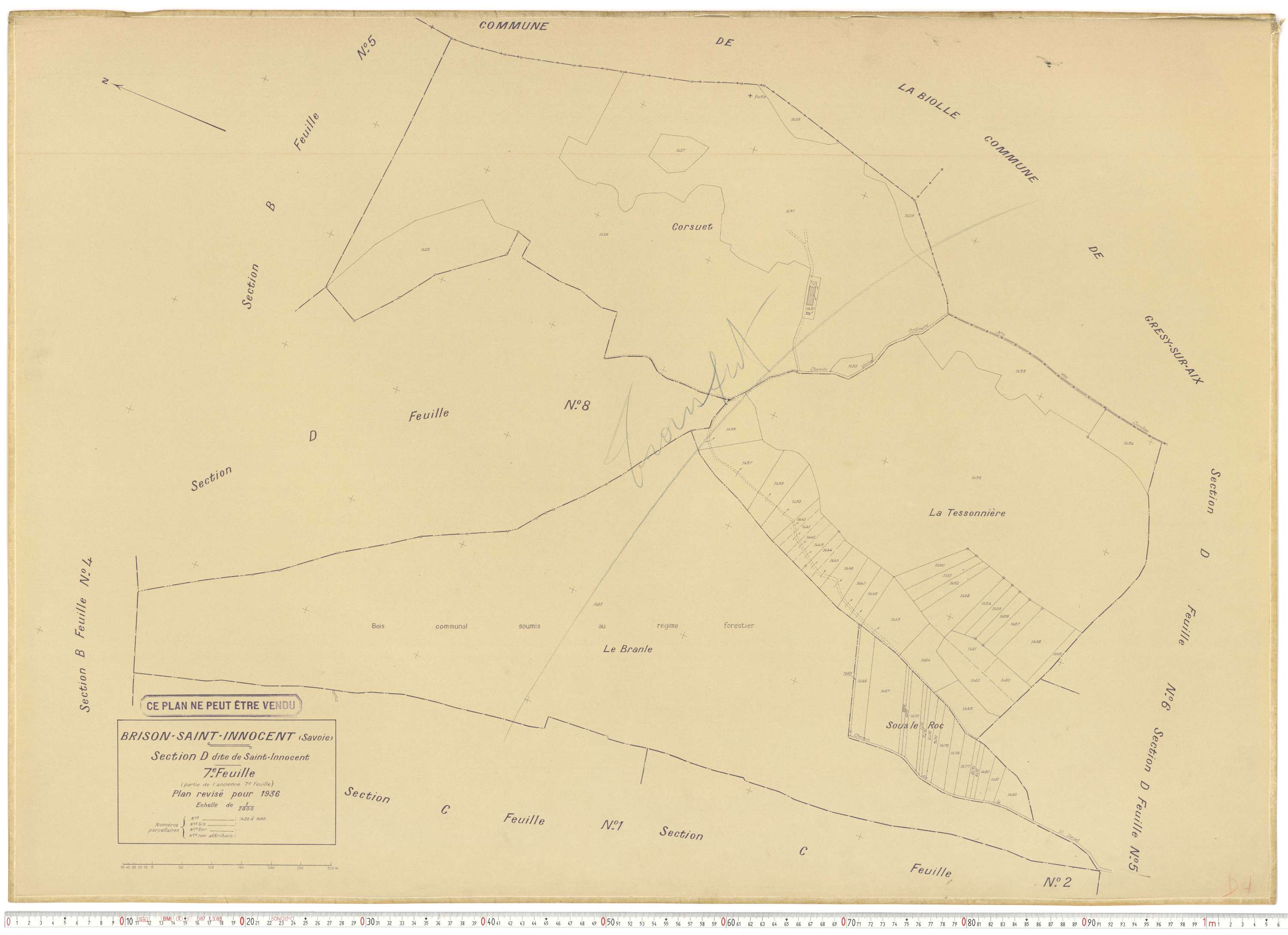 Brison-Saint-Innocent - Plans cadastraux du cadastre rénové en 1936 et mis à jour en 1988.