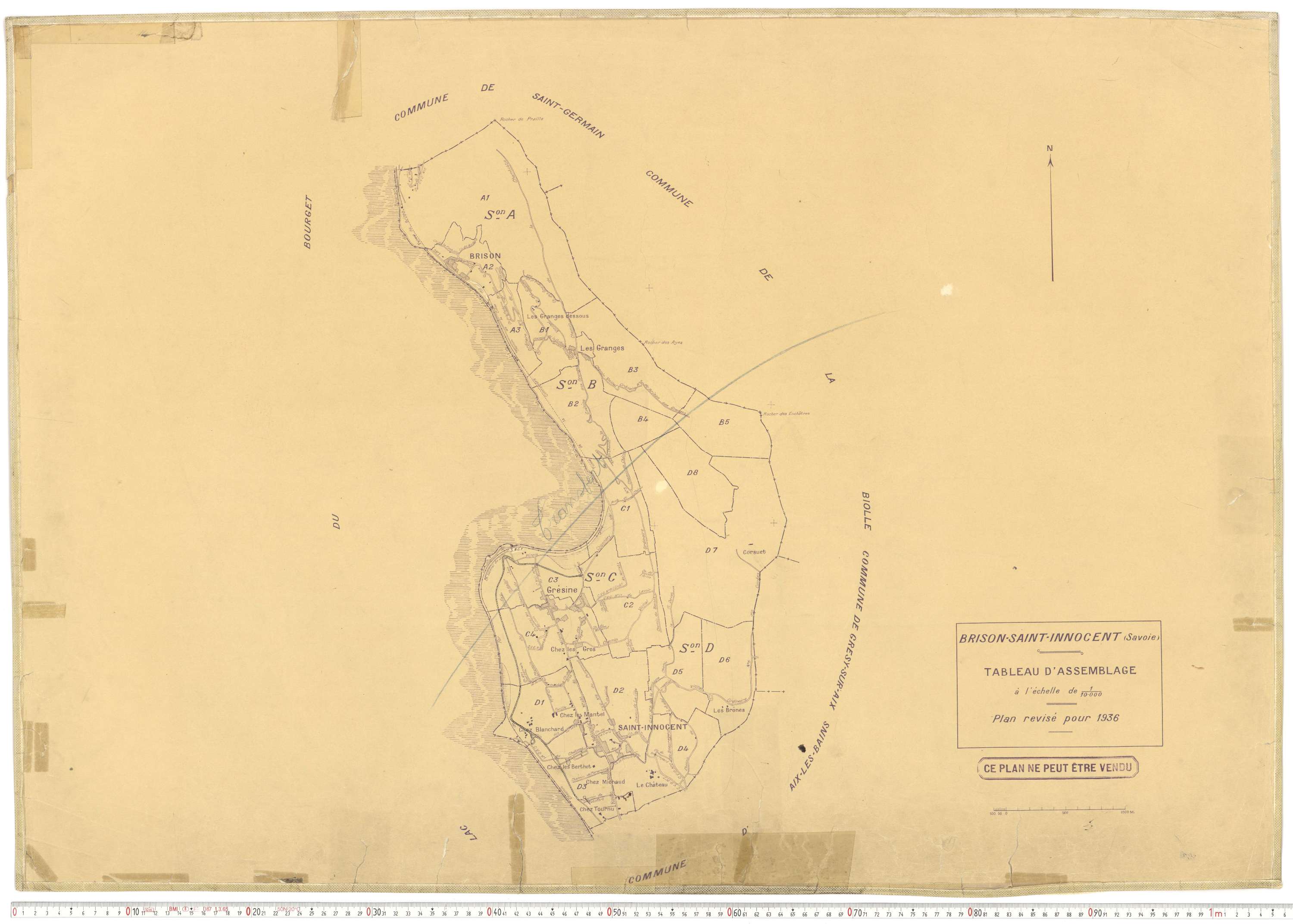 Brison-Saint-Innocent - Plans cadastraux du cadastre rénové en 1936 et mis à jour en 1988.