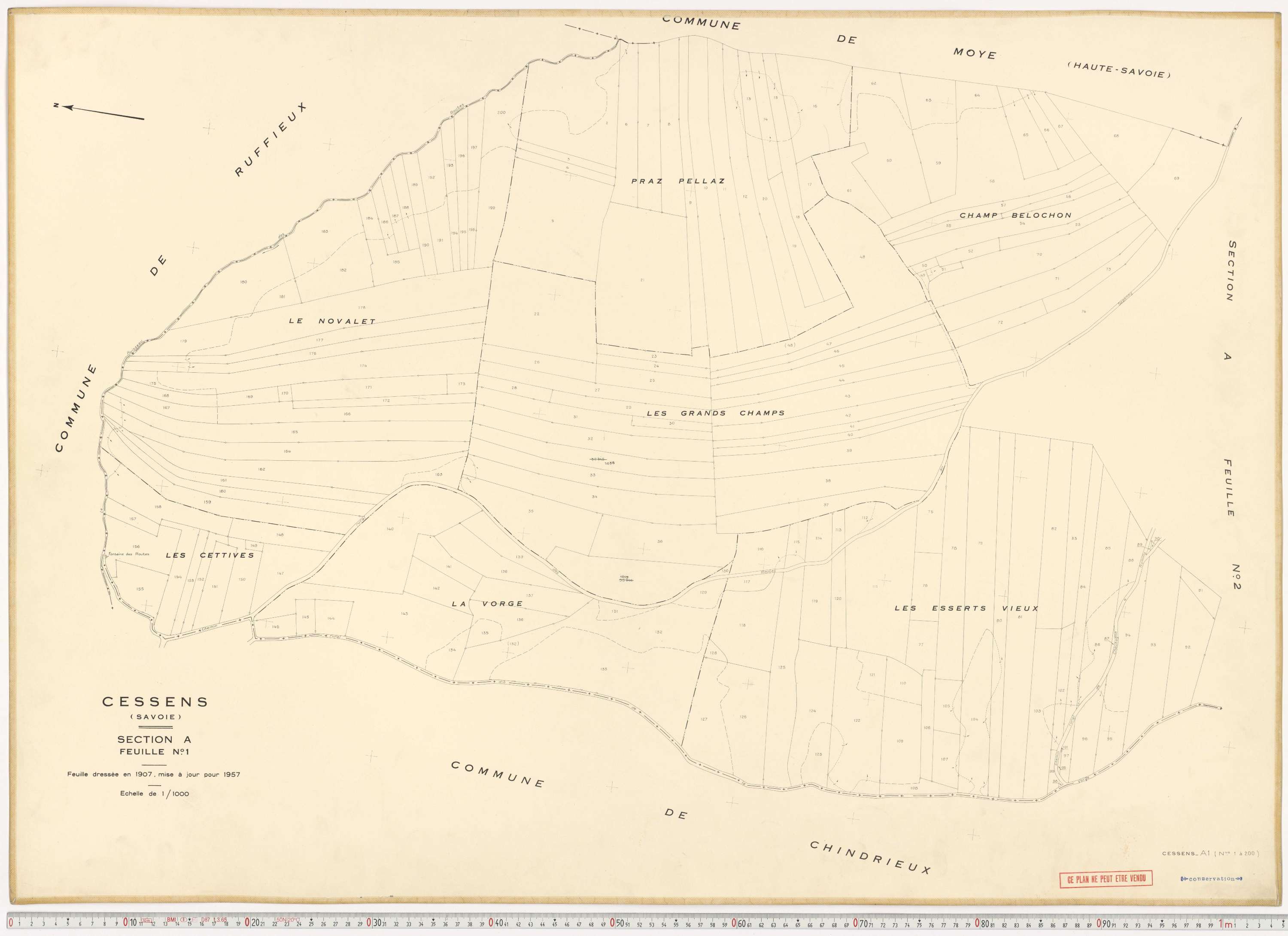 Cessens - Plans cadastraux du cadastre rénové en 1957 et mis à jour en 1988.