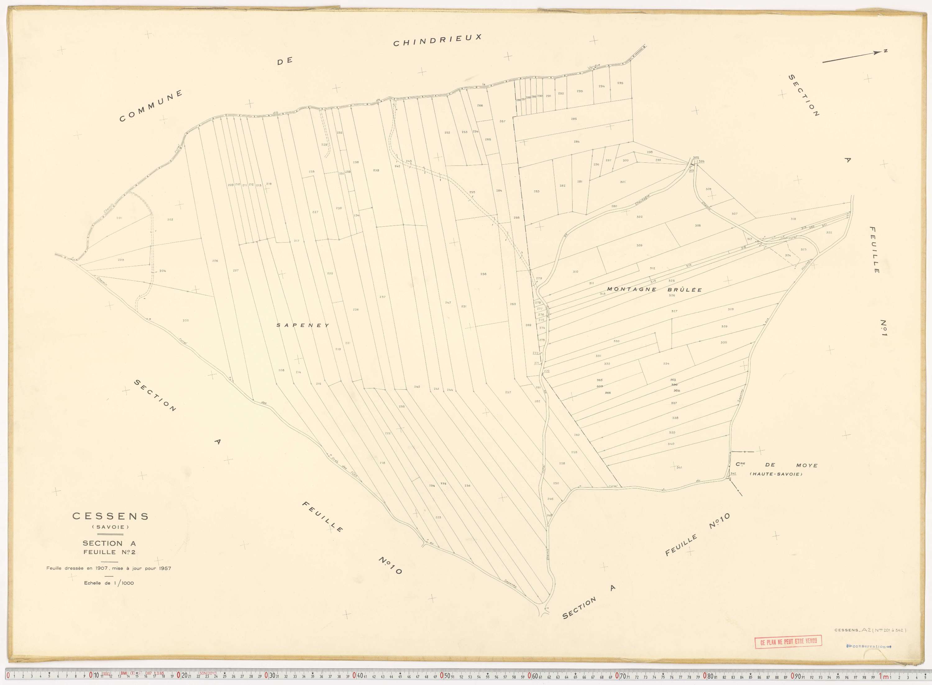 Cessens - Plans cadastraux du cadastre rénové en 1957 et mis à jour en 1988.