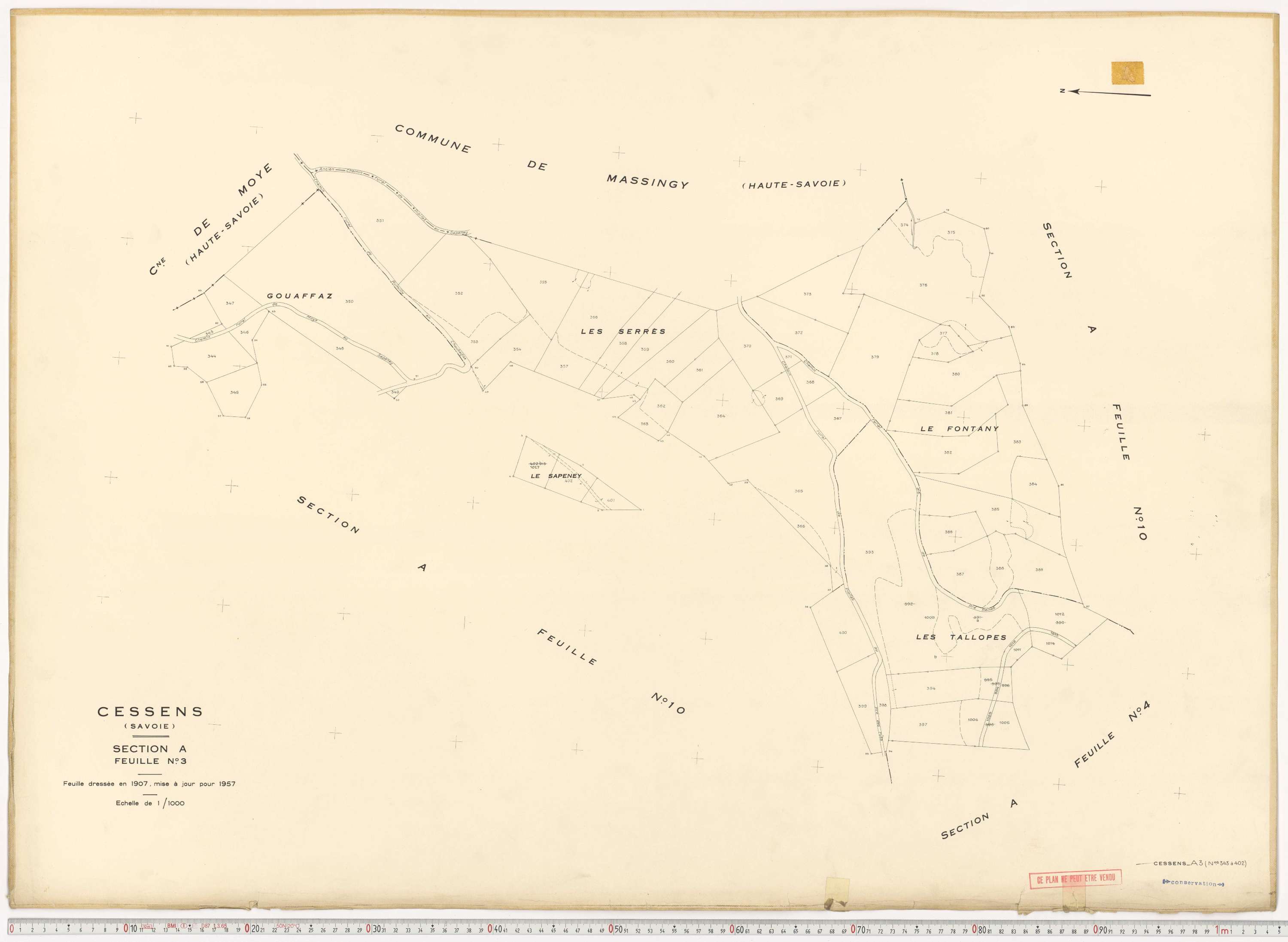 Cessens - Plans cadastraux du cadastre rénové en 1957 et mis à jour en 1988.
