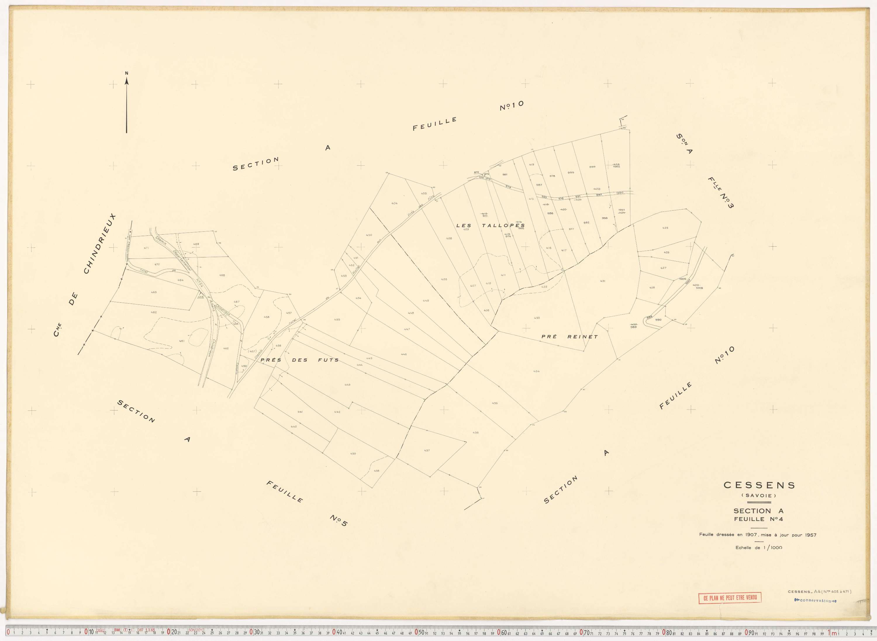 Cessens - Plans cadastraux du cadastre rénové en 1957 et mis à jour en 1988.