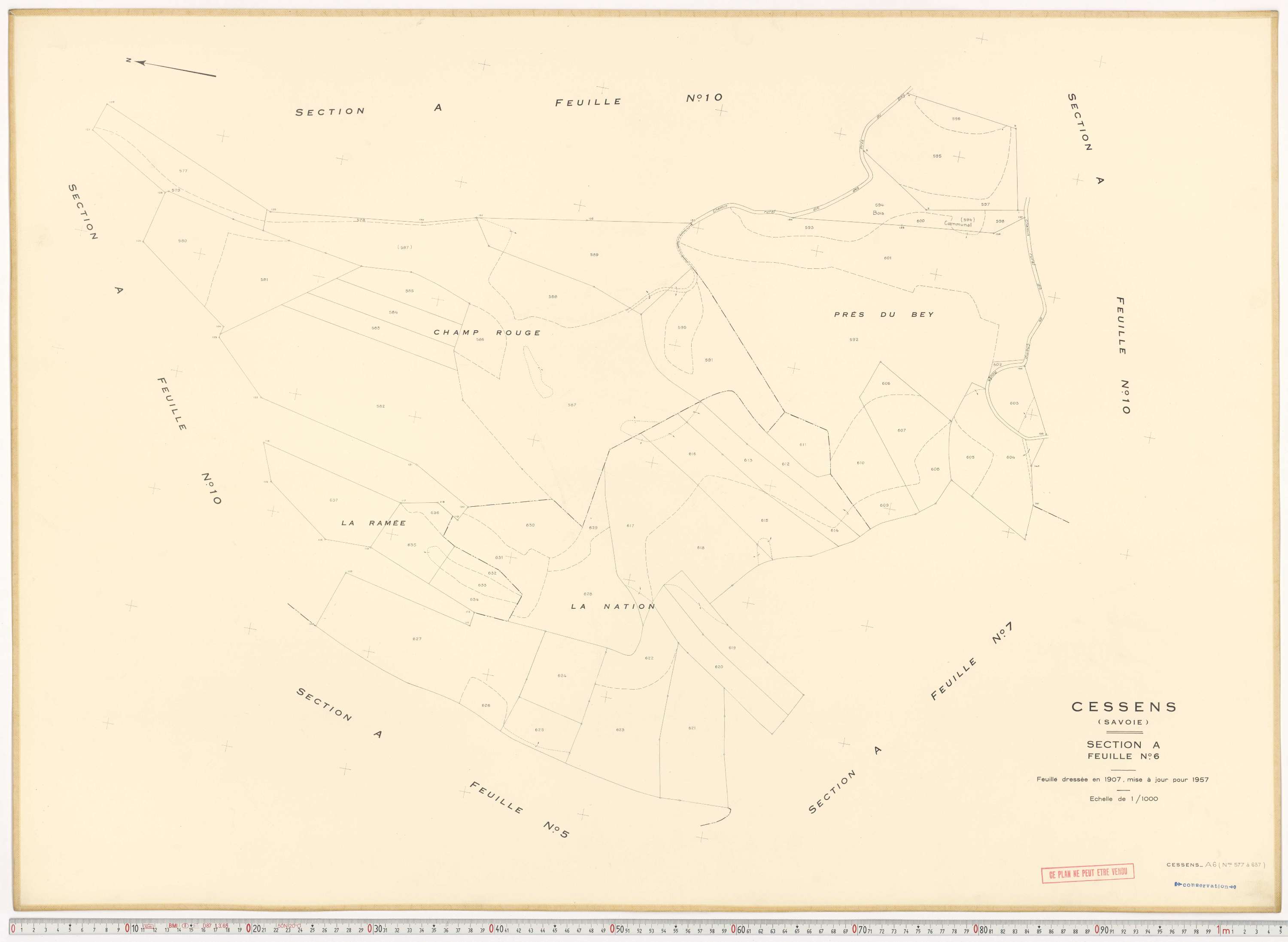 Cessens - Plans cadastraux du cadastre rénové en 1957 et mis à jour en 1988.