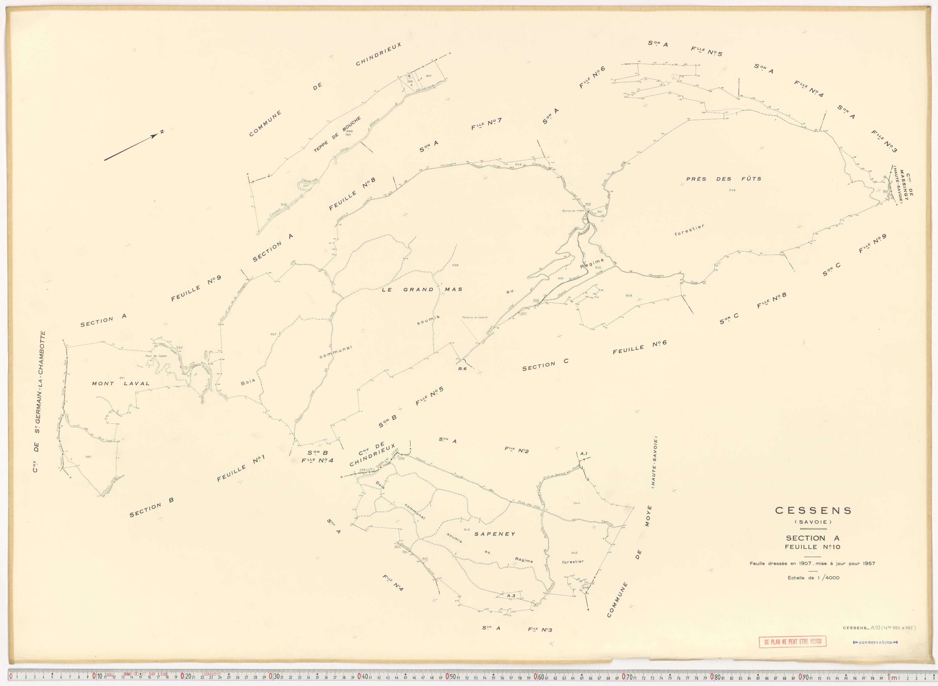 Cessens - Plans cadastraux du cadastre rénové en 1957 et mis à jour en 1988.