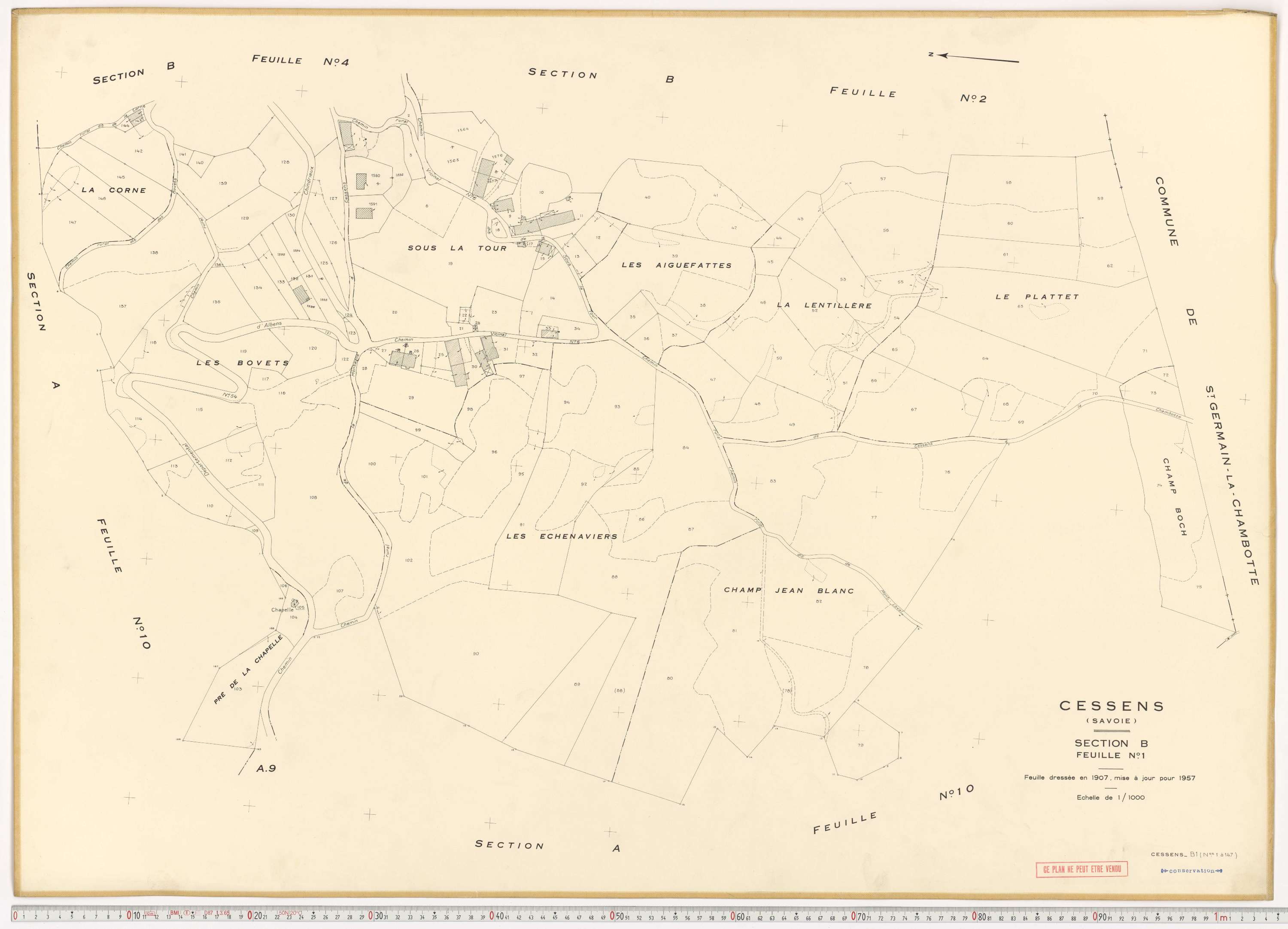 Cessens - Plans cadastraux du cadastre rénové en 1957 et mis à jour en 1988.