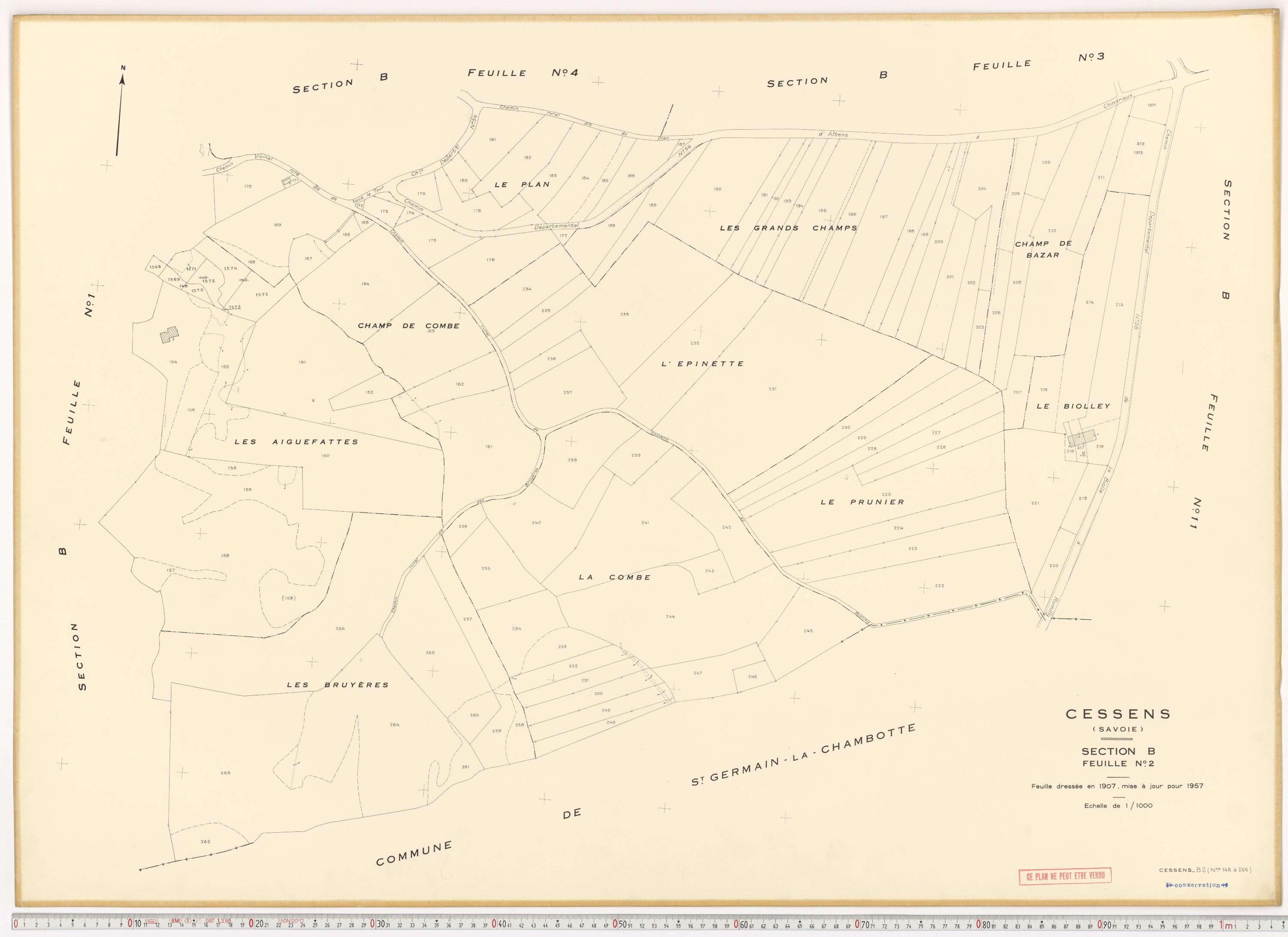 Cessens - Plans cadastraux du cadastre rénové en 1957 et mis à jour en 1988.