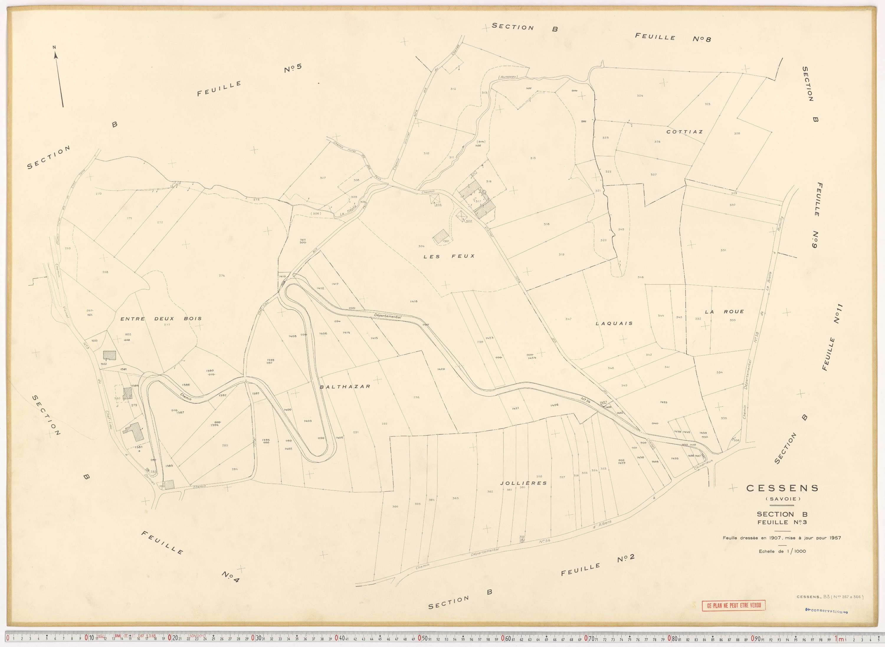 Cessens - Plans cadastraux du cadastre rénové en 1957 et mis à jour en 1988.
