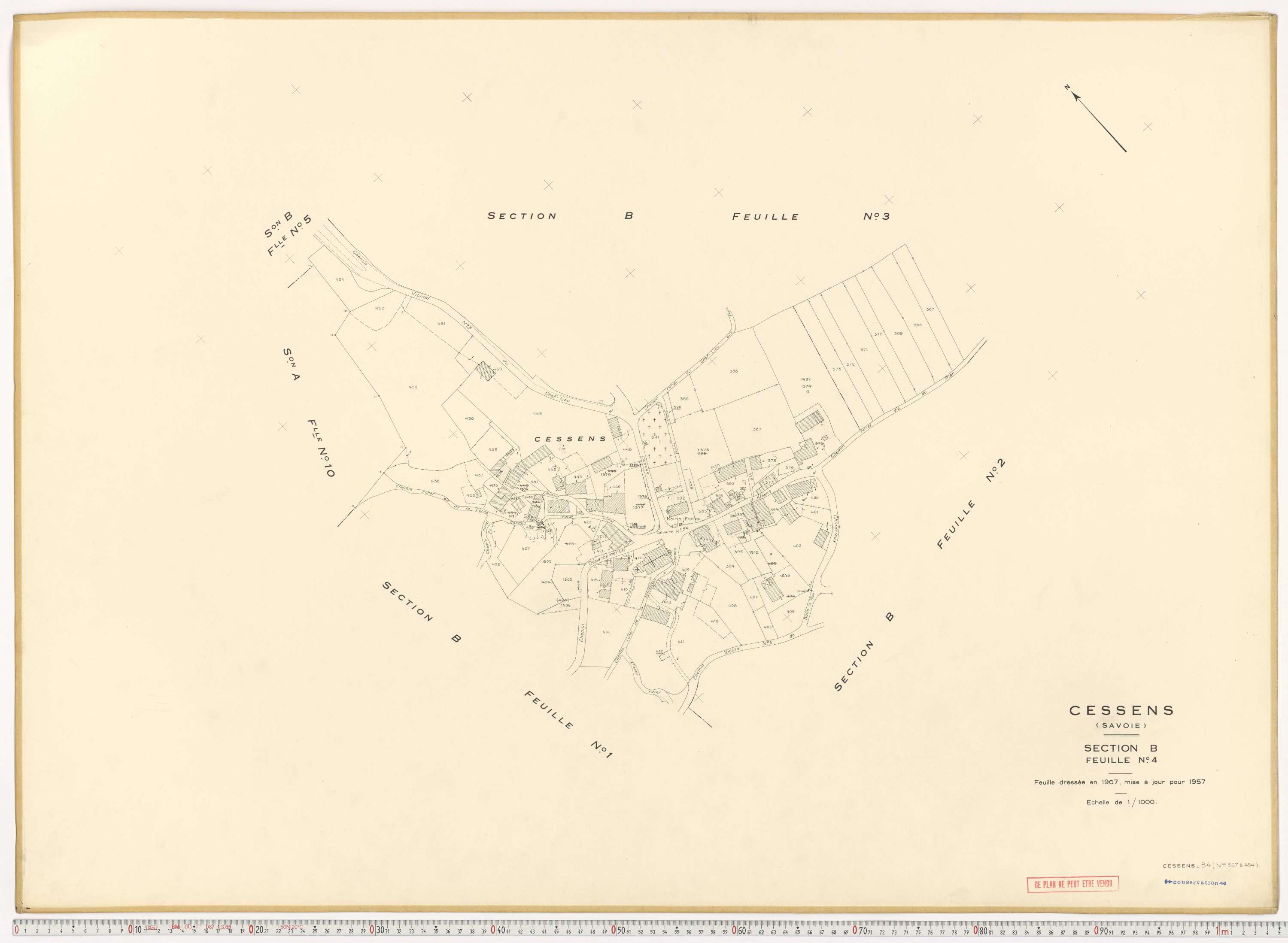 Cessens - Plans cadastraux du cadastre rénové en 1957 et mis à jour en 1988.