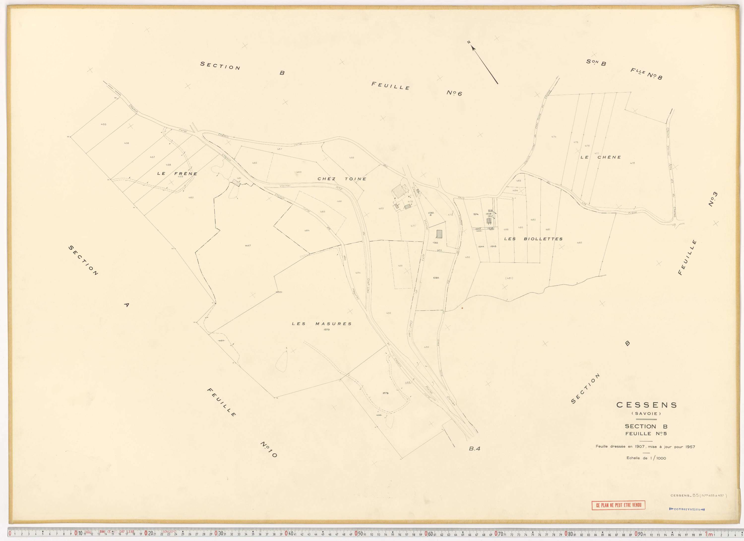 Cessens - Plans cadastraux du cadastre rénové en 1957 et mis à jour en 1988.