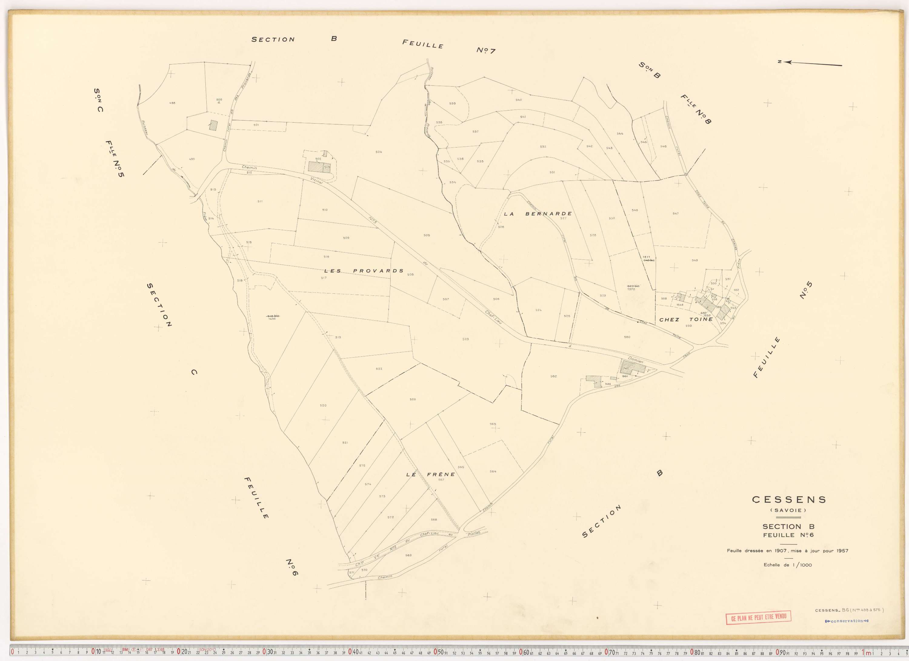 Cessens - Plans cadastraux du cadastre rénové en 1957 et mis à jour en 1988.
