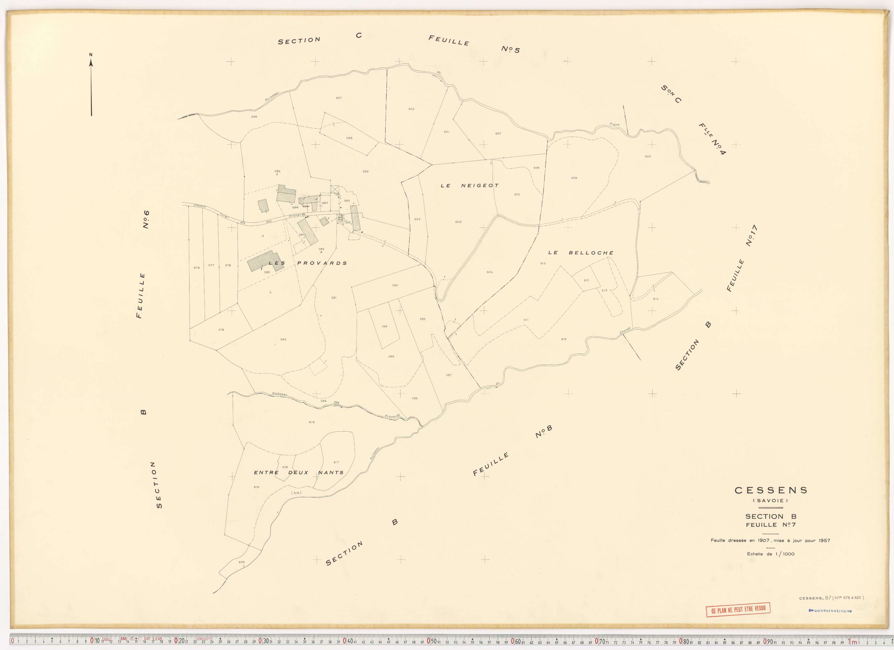 Cessens - Plans cadastraux du cadastre rénové en 1957 et mis à jour en 1988.