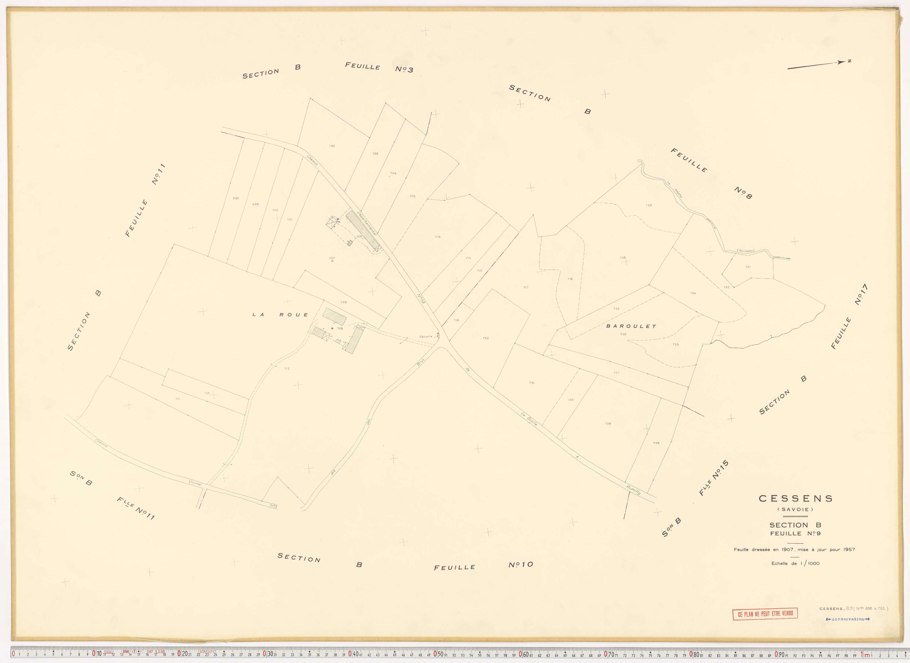 Cessens - Plans cadastraux du cadastre rénové en 1957 et mis à jour en 1988.