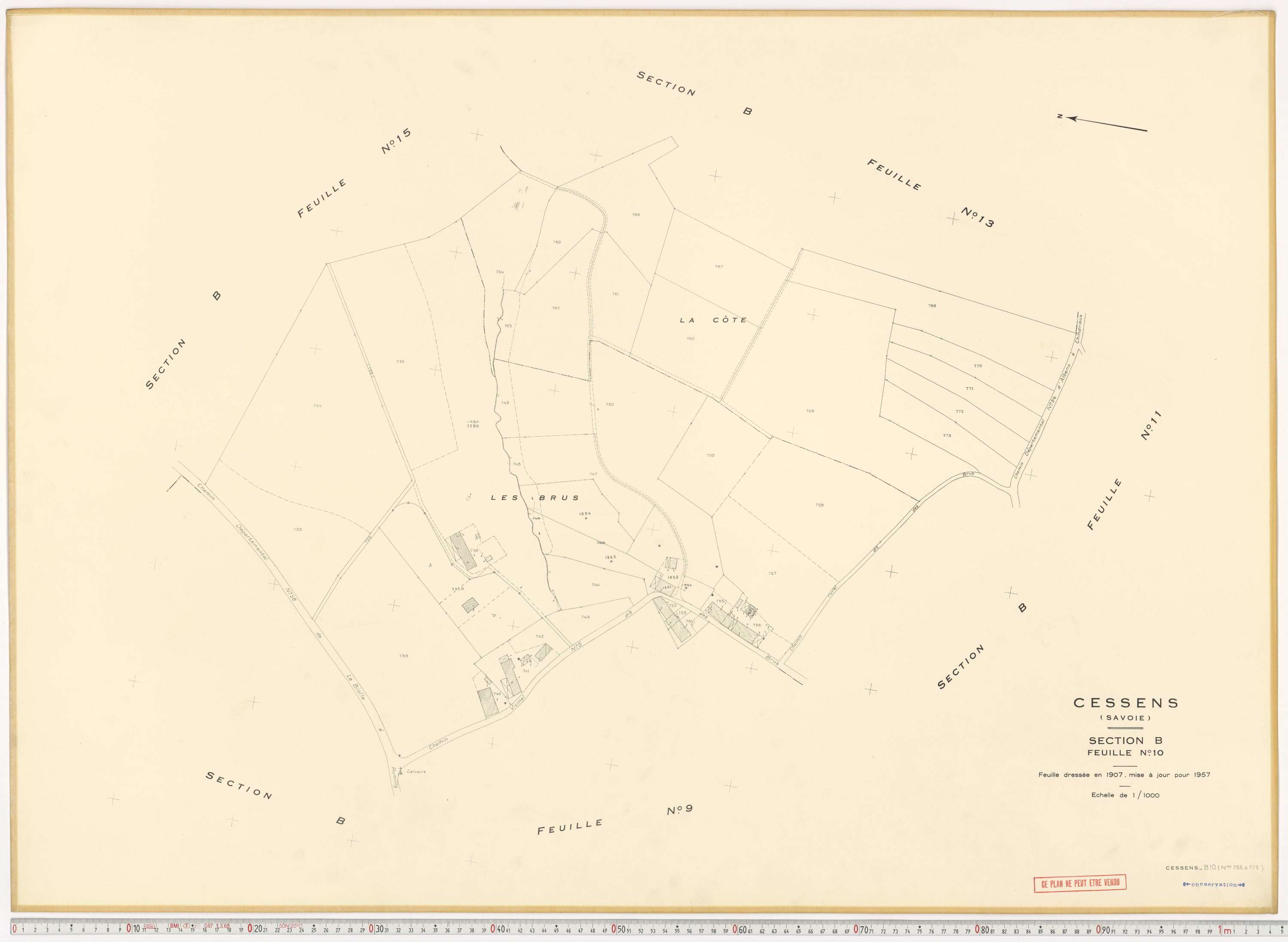 Cessens - Plans cadastraux du cadastre rénové en 1957 et mis à jour en 1988.