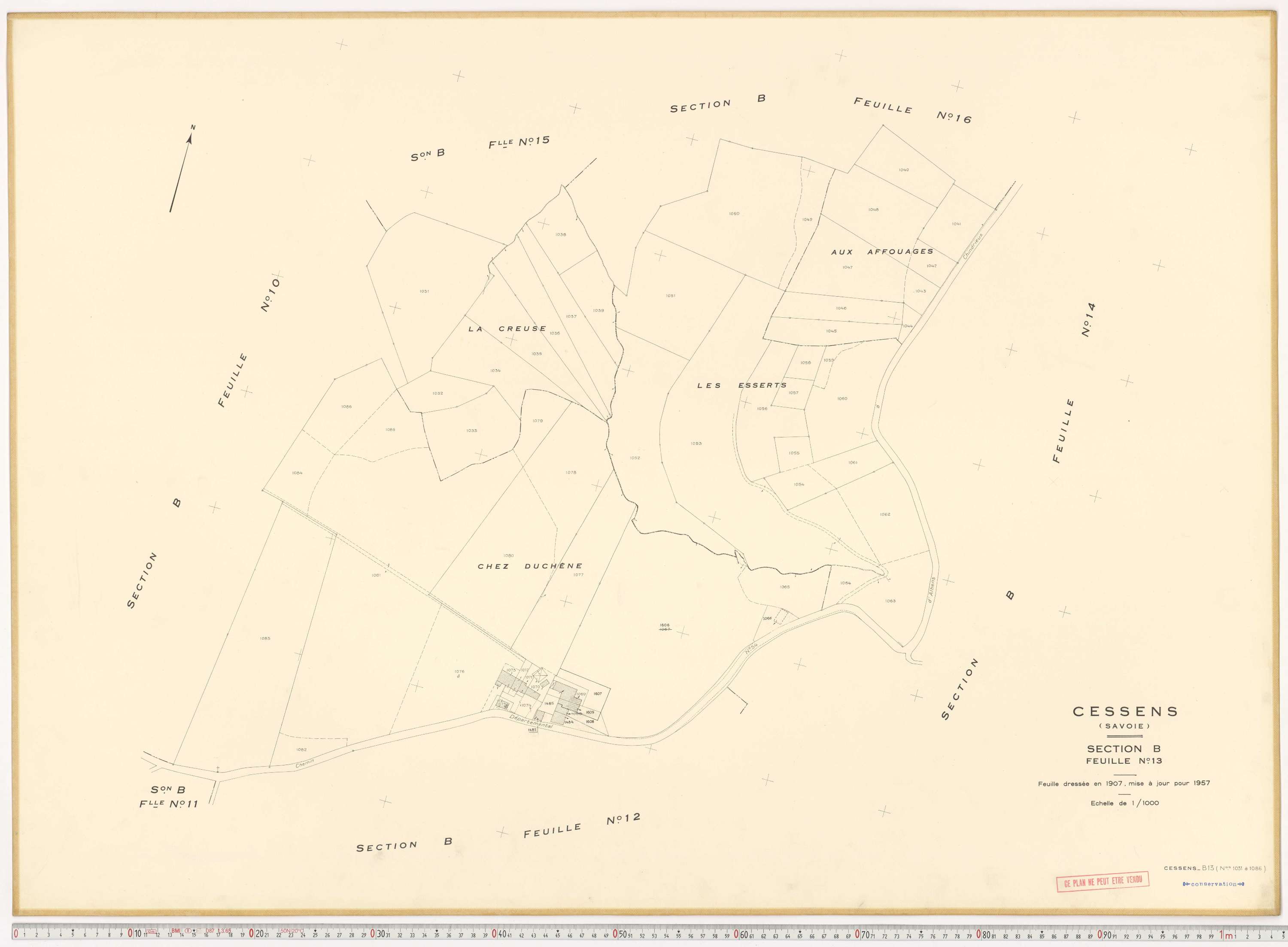 Cessens - Plans cadastraux du cadastre rénové en 1957 et mis à jour en 1988.